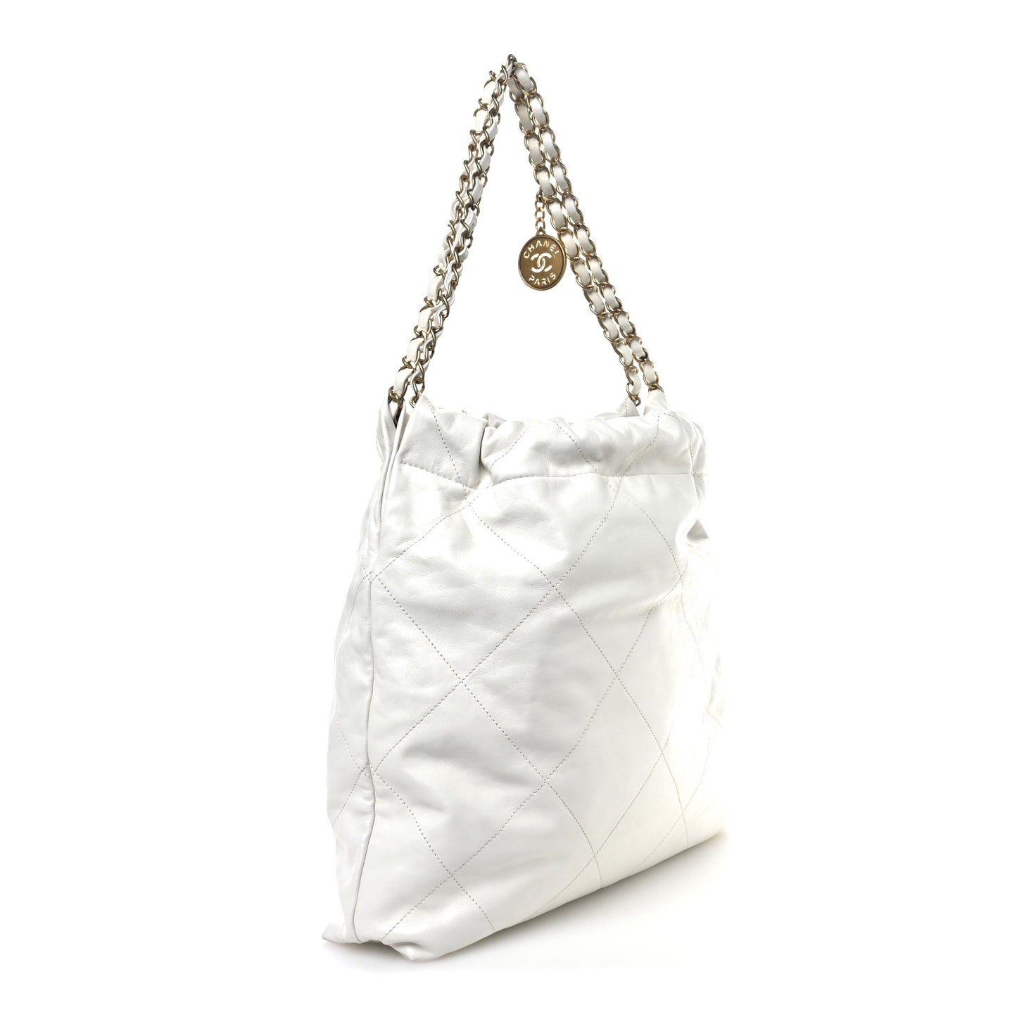 Shiny Calfskin Quilted Chanel 22 White