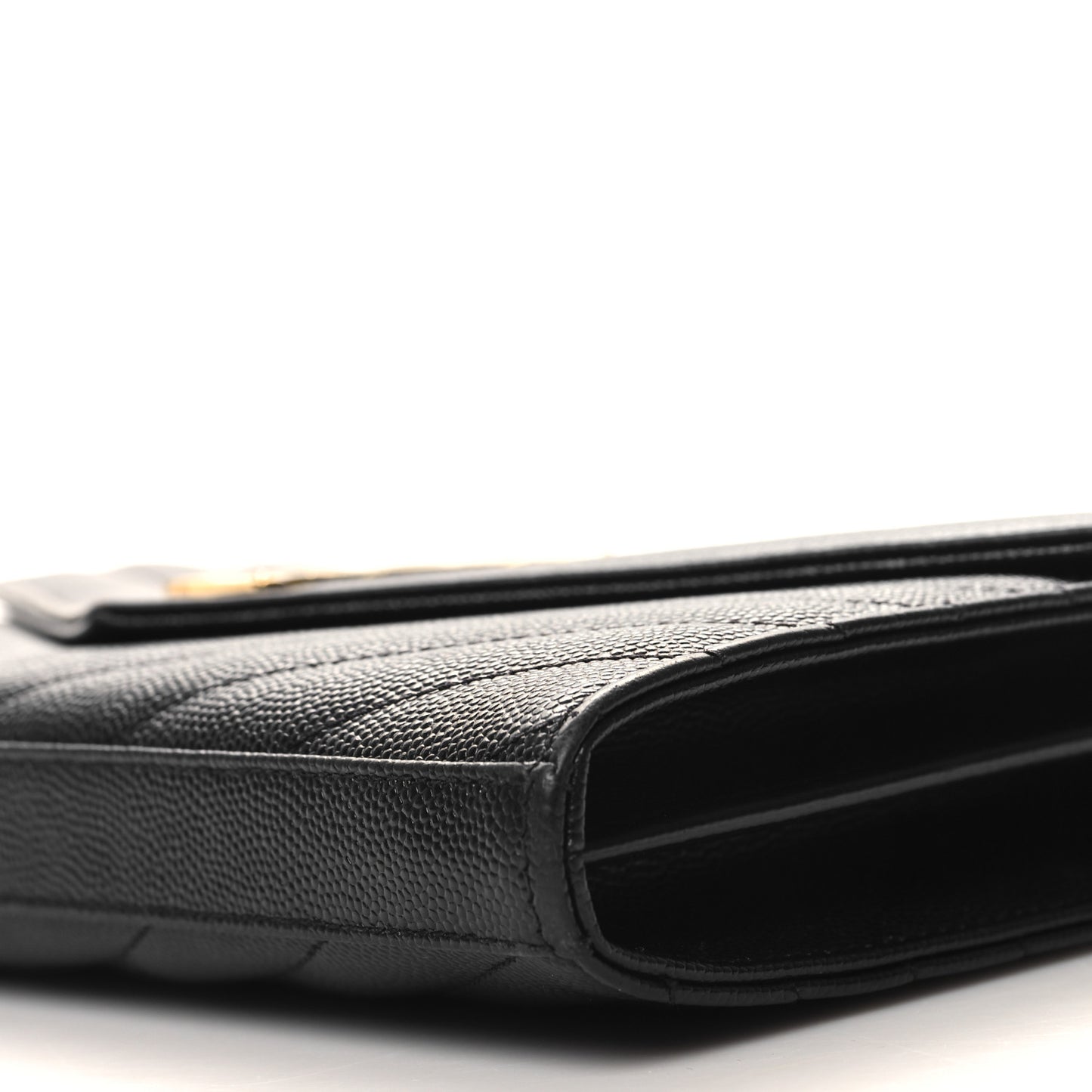 Grain De Poudre Matelasse Chevron Monogram Chain Wallet Black