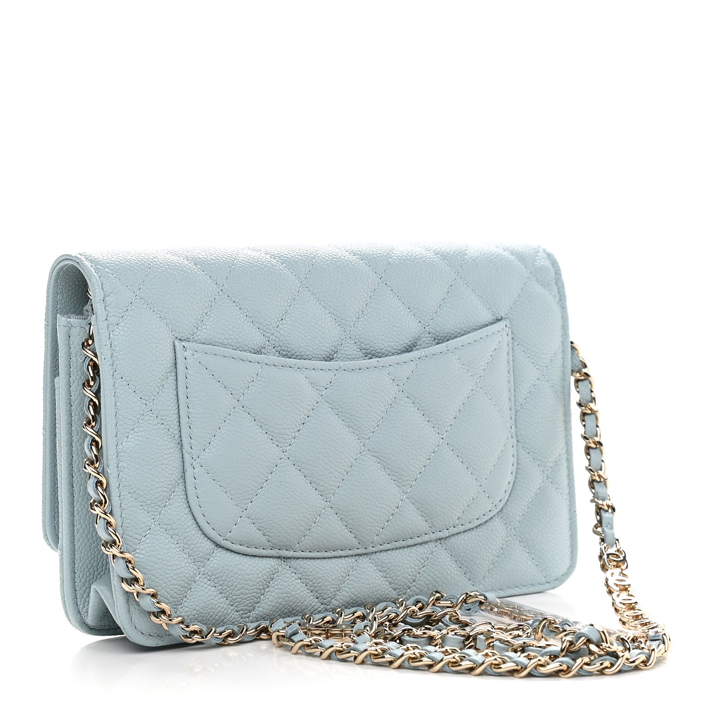 Caviar Quilted Tiny CC Wallet On Chain WOC Light Blue