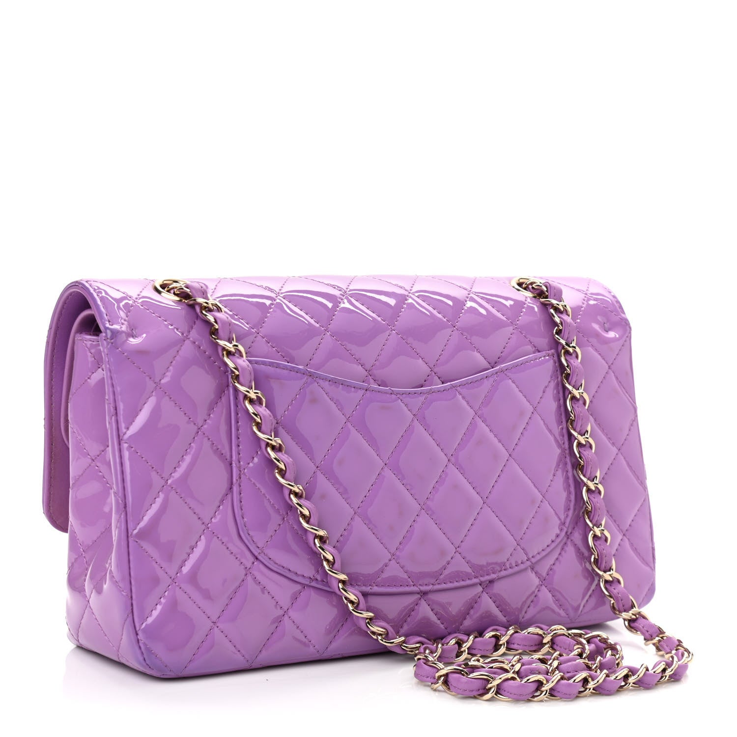 Chanel Patent Quilted Medium Double Flap Light Purple 2 of 11