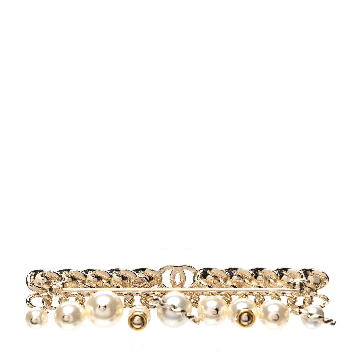 Pearl Crystal Brooch Barrette Gold