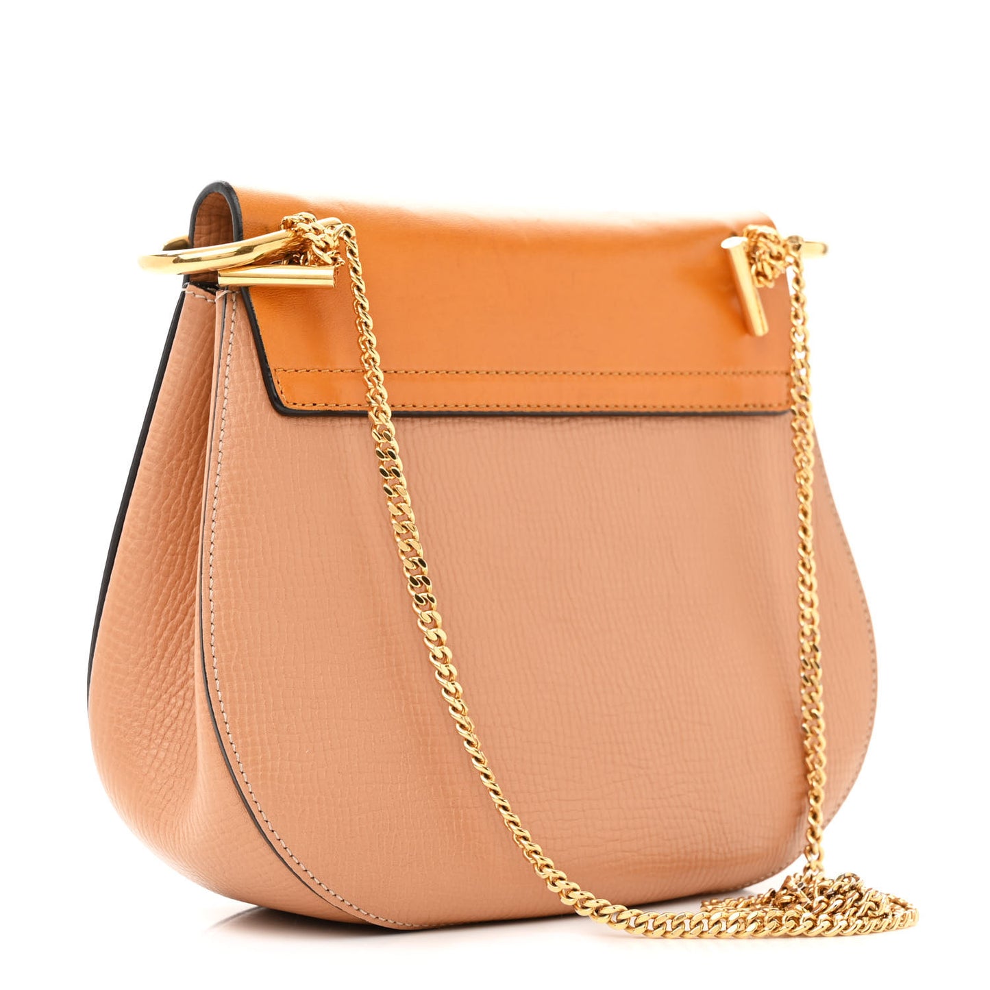 Grained Calfskin Lambskin Medium Bi-Color Drew Shoulder Bag Wet Sand Sunflower