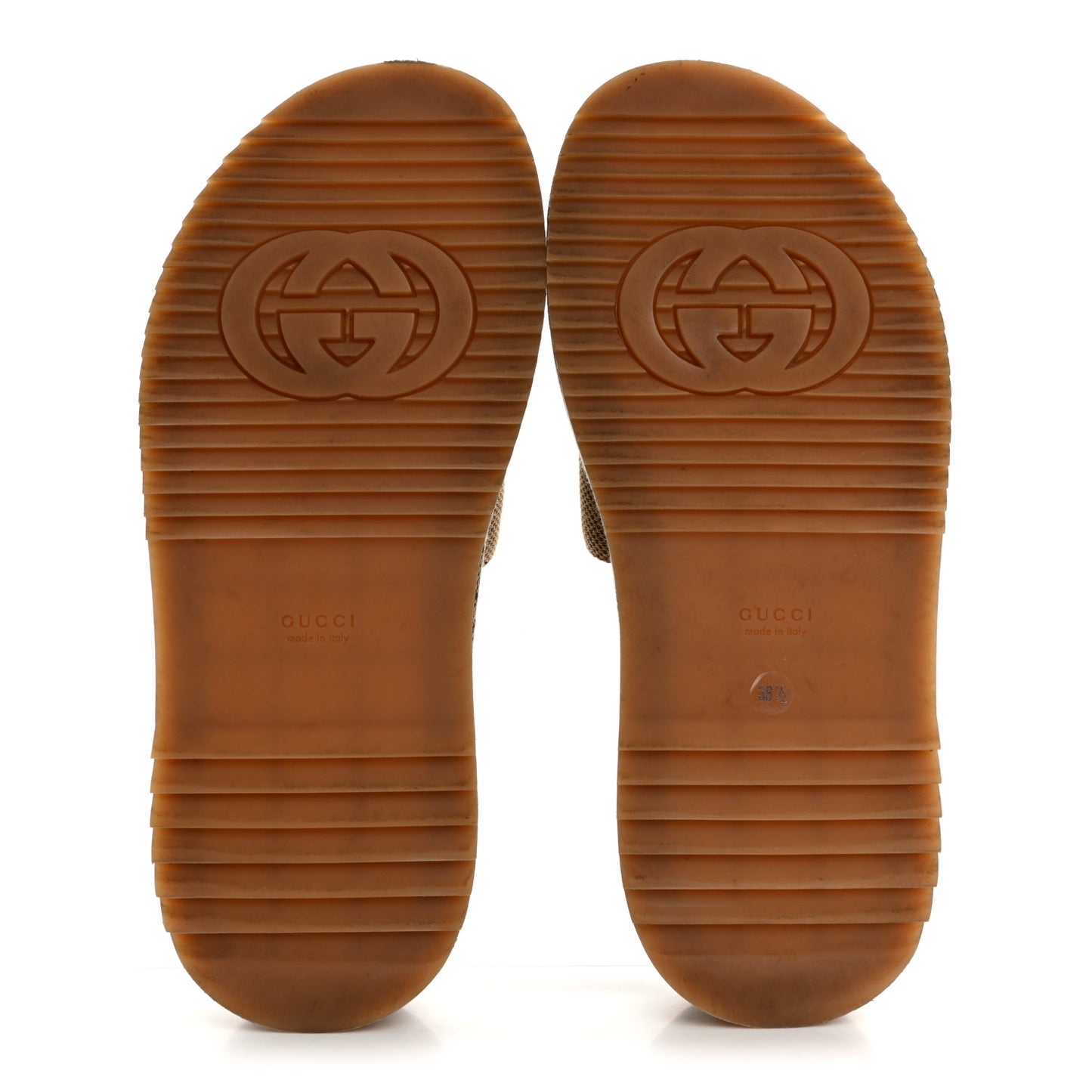 Monogram Maxi GG Angelina Platform 55mm Slide Sandals 38.5 Camel Ebony