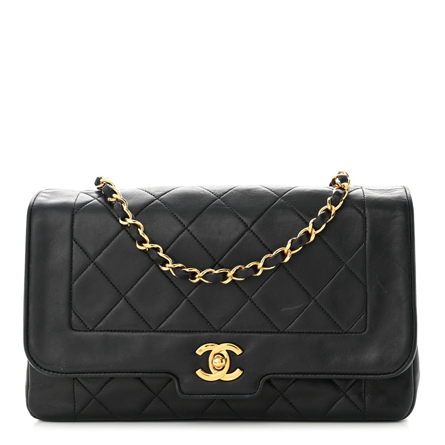 Lambskin Quilted Medium Single Flap Black