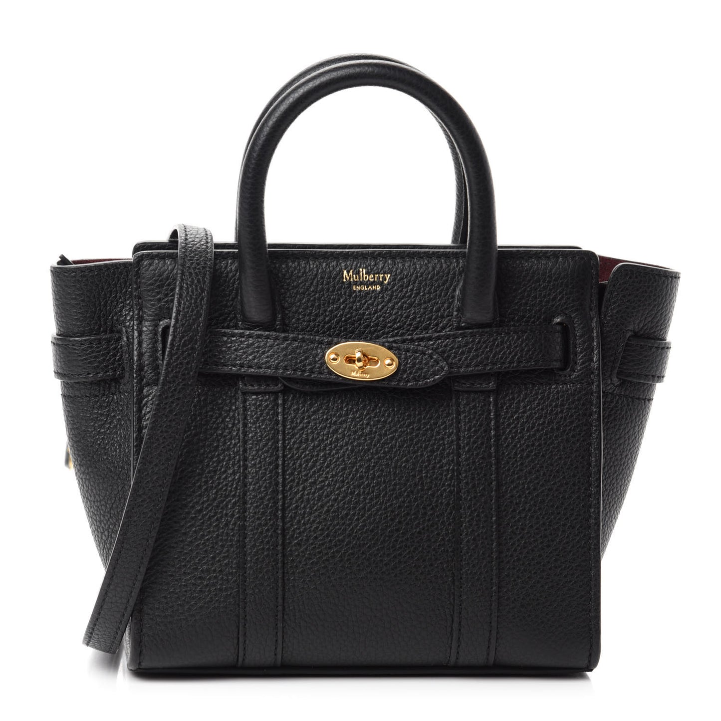 Small Classic Grain Micro Bayswater Zip Tote Black