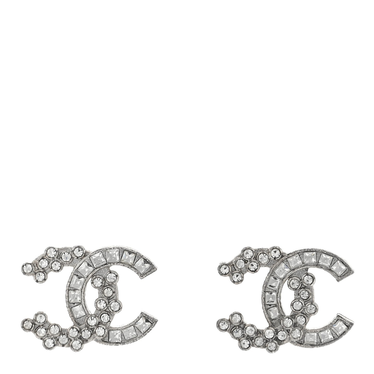 Crystal CC Embellished Earrings Silver