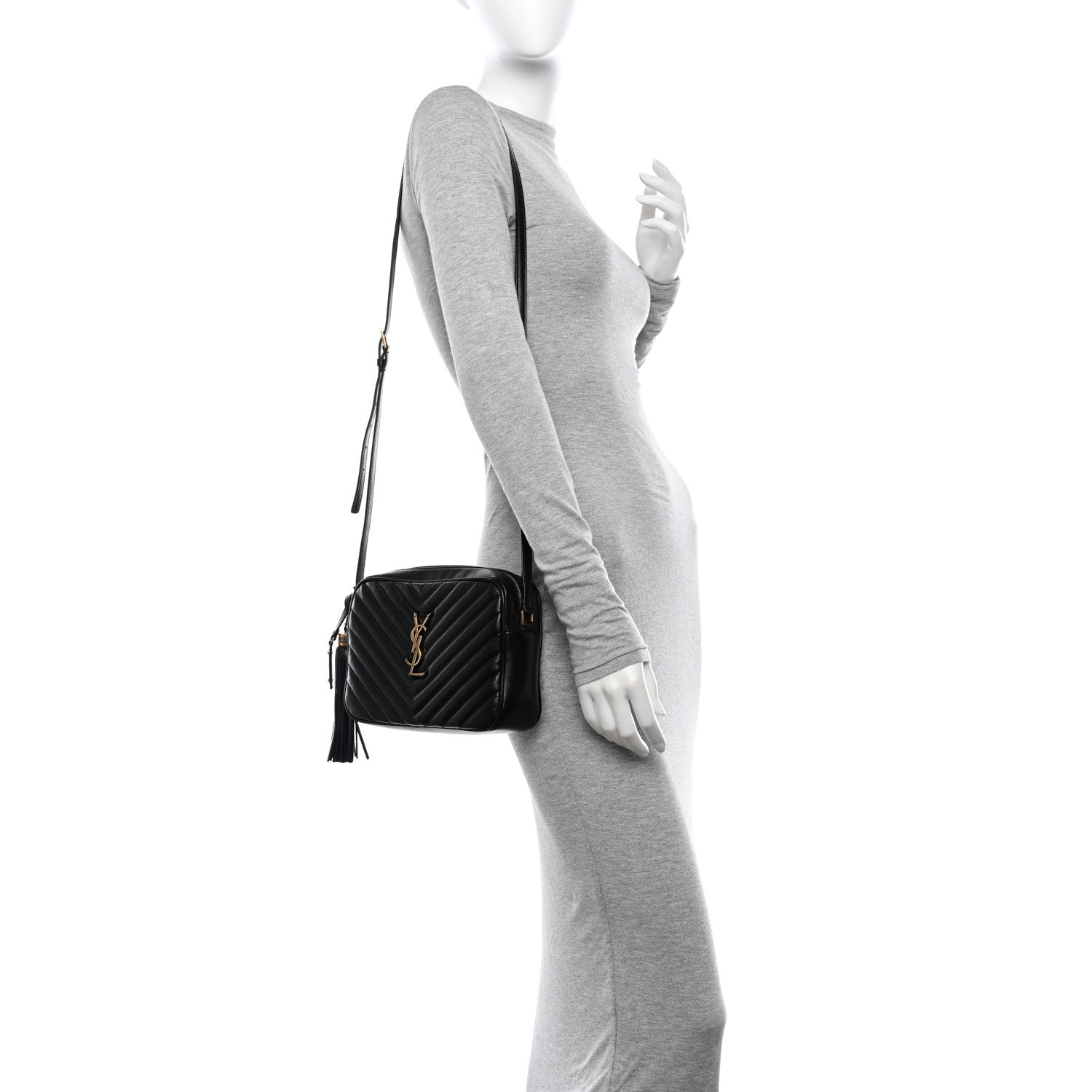 Saint Laurent Calfskin Matelasse Monogram Lou Camera Bag Black 2 of 11