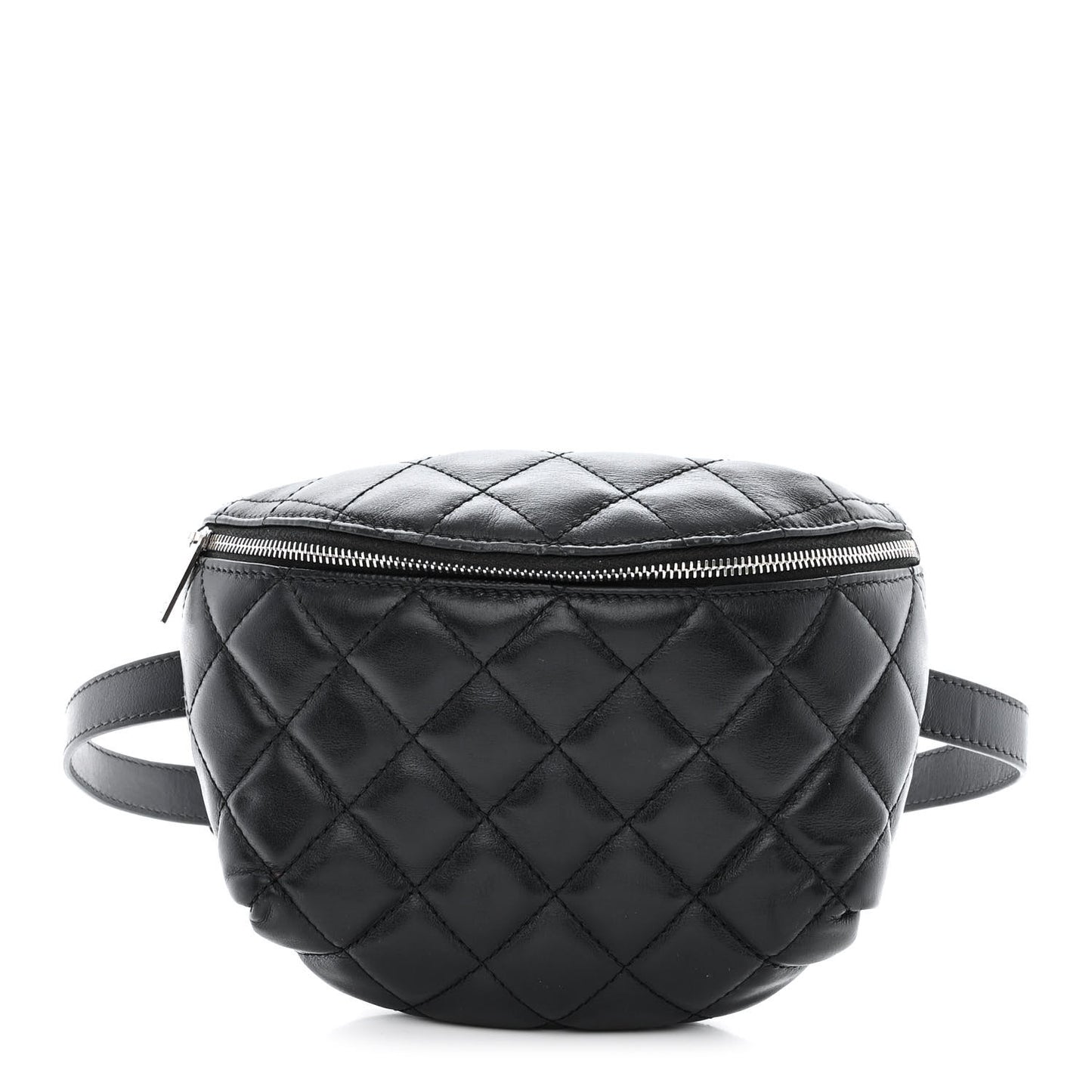 Calfskin Quilted Waist Belt Bag Black