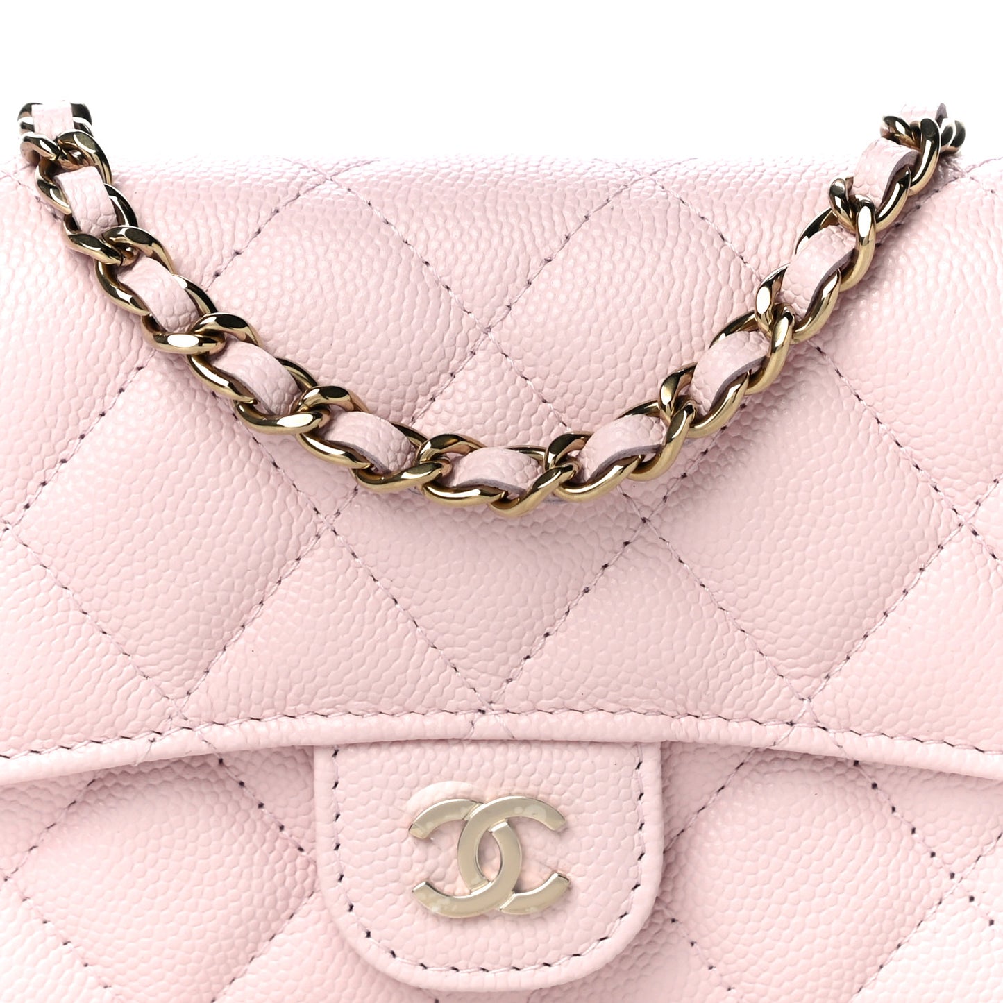 Caviar Quilted Mini Chain Bag Pink