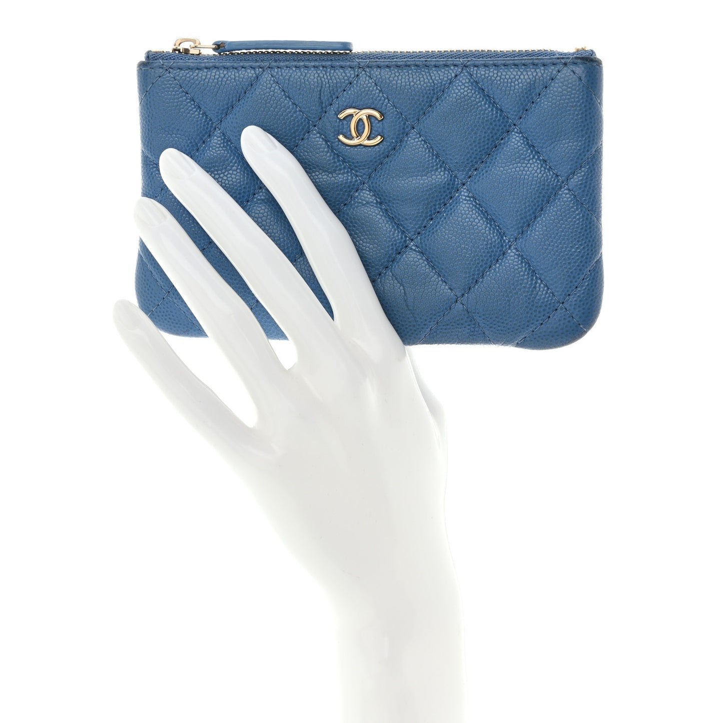 Caviar Quilted Small Pouch Blue