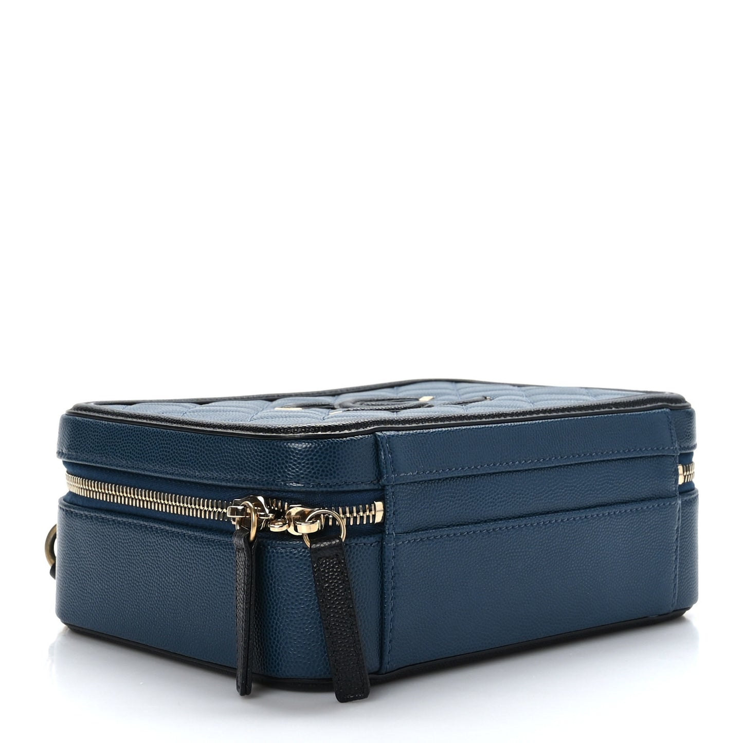 Caviar Quilted Medium CC Filigree Vanity Case Navy Black