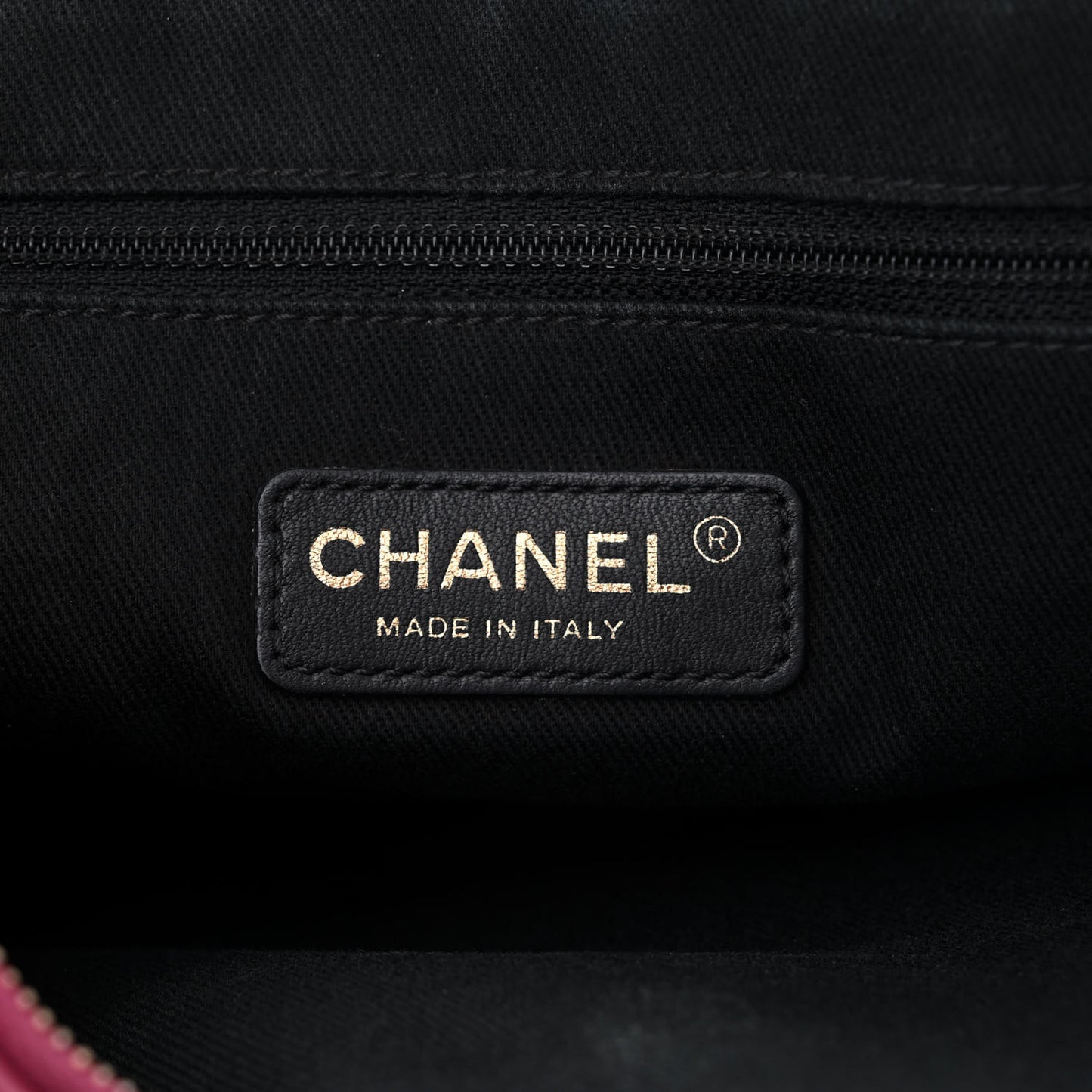 Patent Quilted Crown CC Double Zip Bag Dark Pink