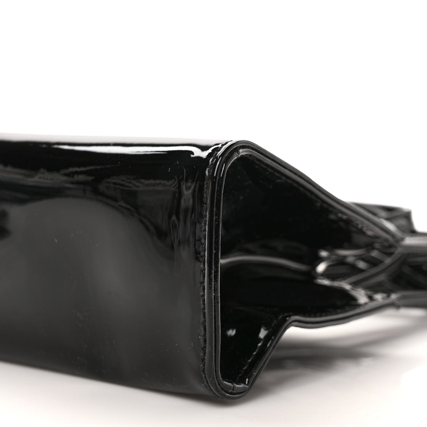 Patent Vegan Leather Small Shopping Bag Black