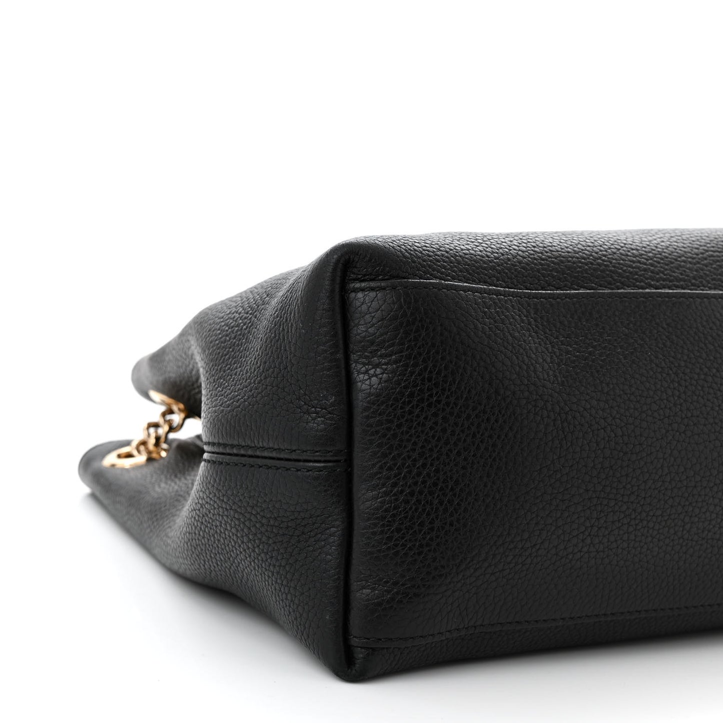 Pebbled Calfskin Medium Soho Chain Shoulder Bag Black