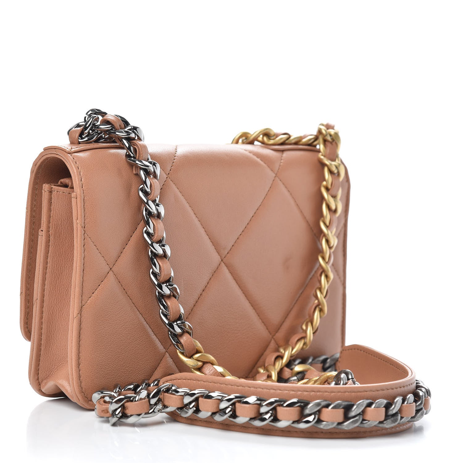 Chanel Lambskin Quilted Chanel 19 Wallet On Chain WOC Brown 3 of 14