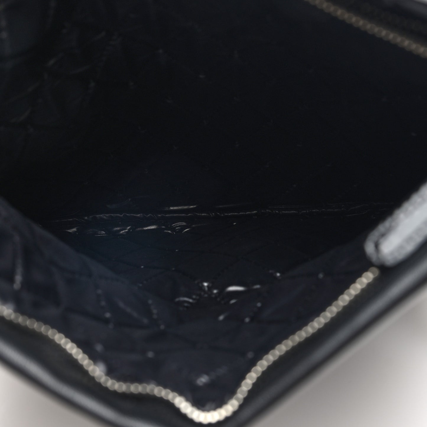 Patent Calfskin Quilted Beauty CC Clutch Black