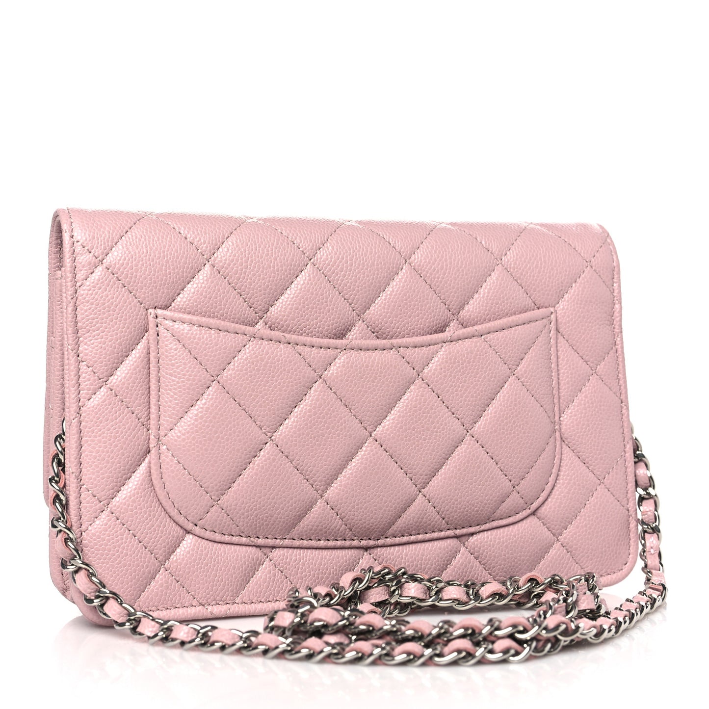 Caviar Quilted Wallet on Chain WOC Light Pink