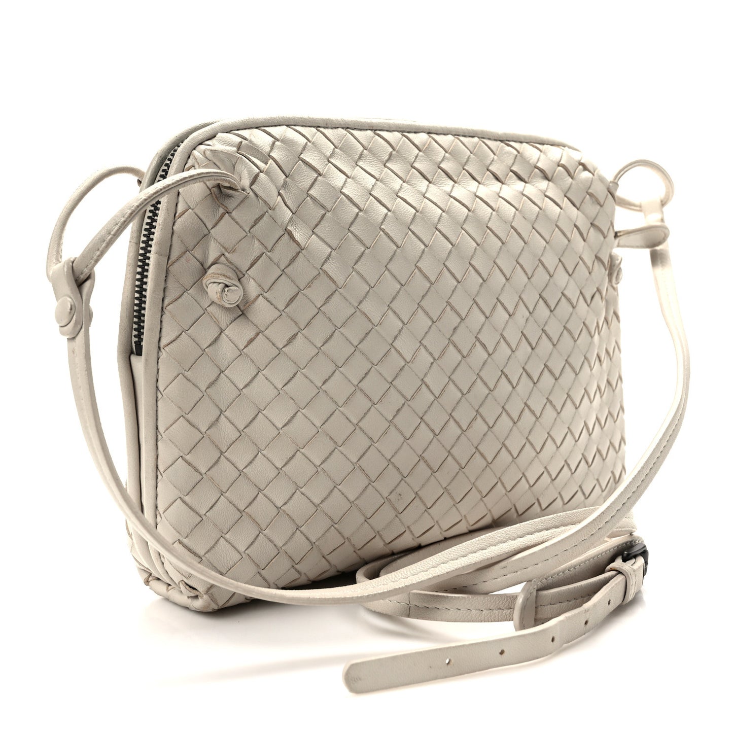 Nappa Intrecciato Nodini Crossbody Messenger White