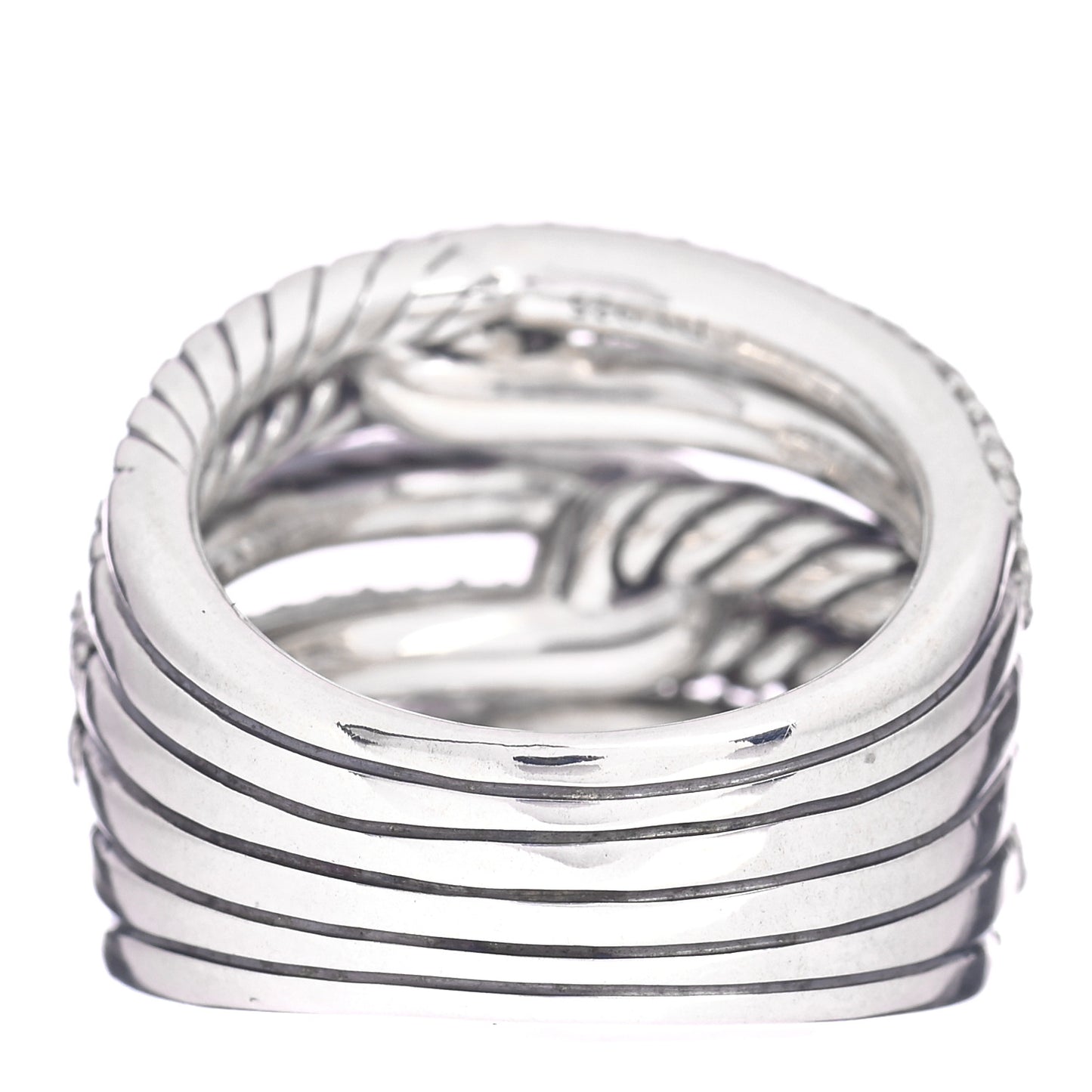 Sterling Silver Diamond 19mm Labyrinth Triple Loop Ring 52 6