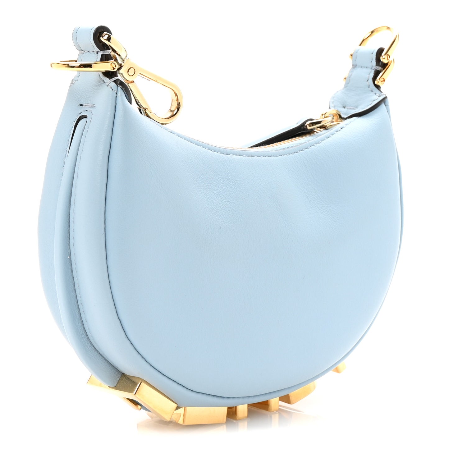 Vitello Grace Matte Nano Fendigraphy Hobo Charm Azzurro Baby