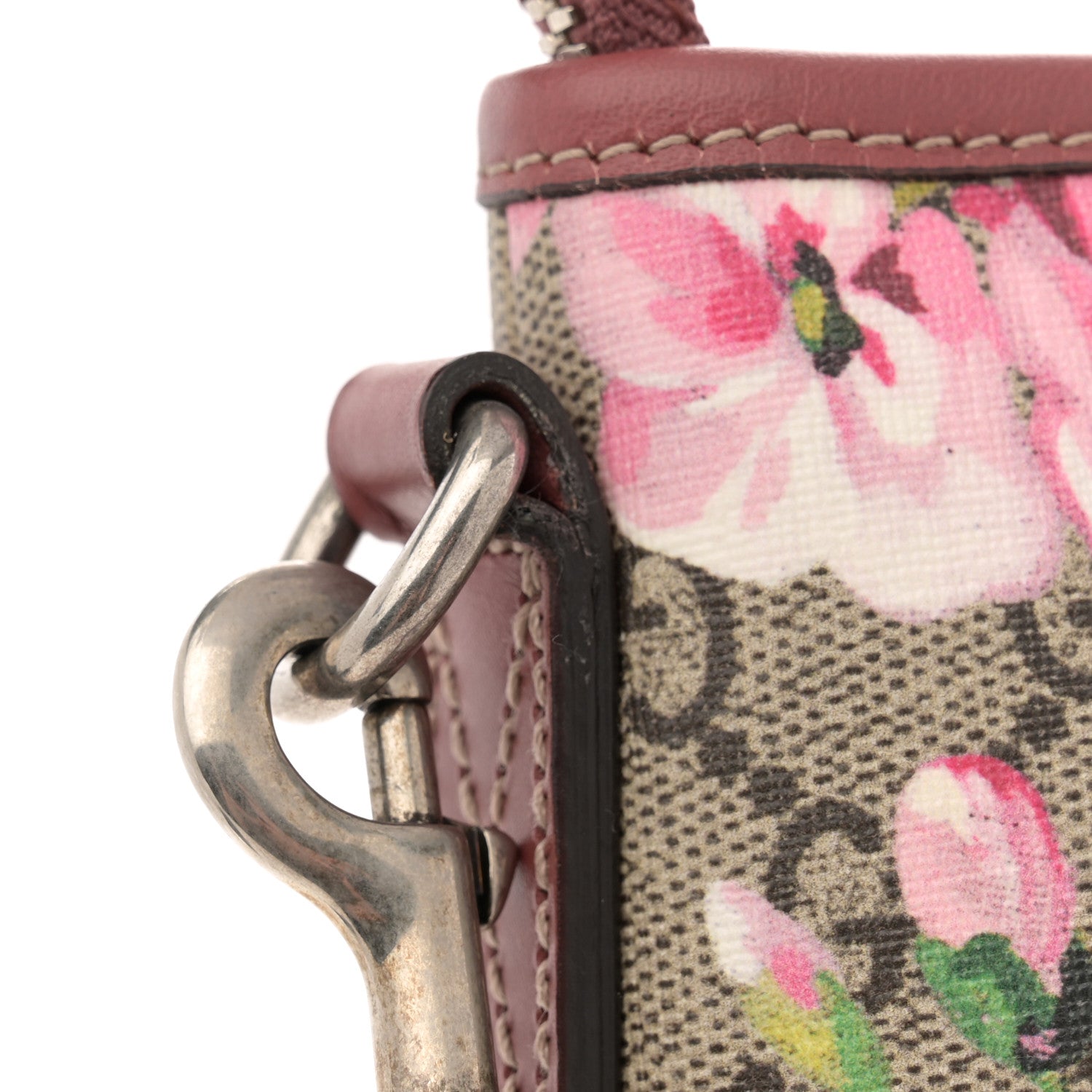 Gucci GG Supreme Monogram Blooms Medium Zippered Tote Beige Multicolor Dry Rose 12 of 12