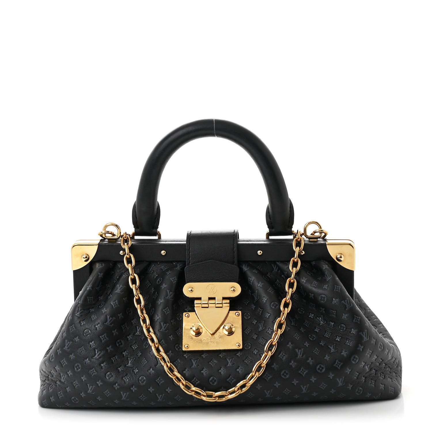 Louis Vuitton Calfskin Nanogram Embossed Clutch Black 1616238