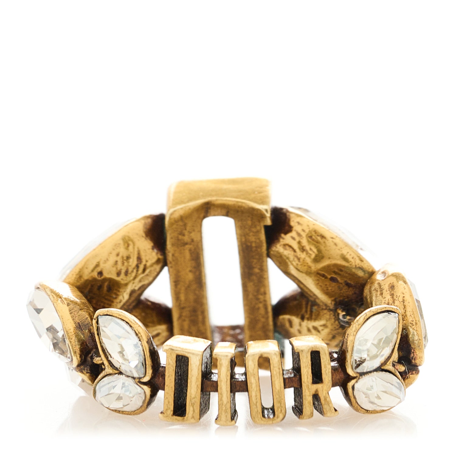Christian Dior Metal Crystal D DIO(R)EVOLUTION Ring M Aged Gold 3 of 4