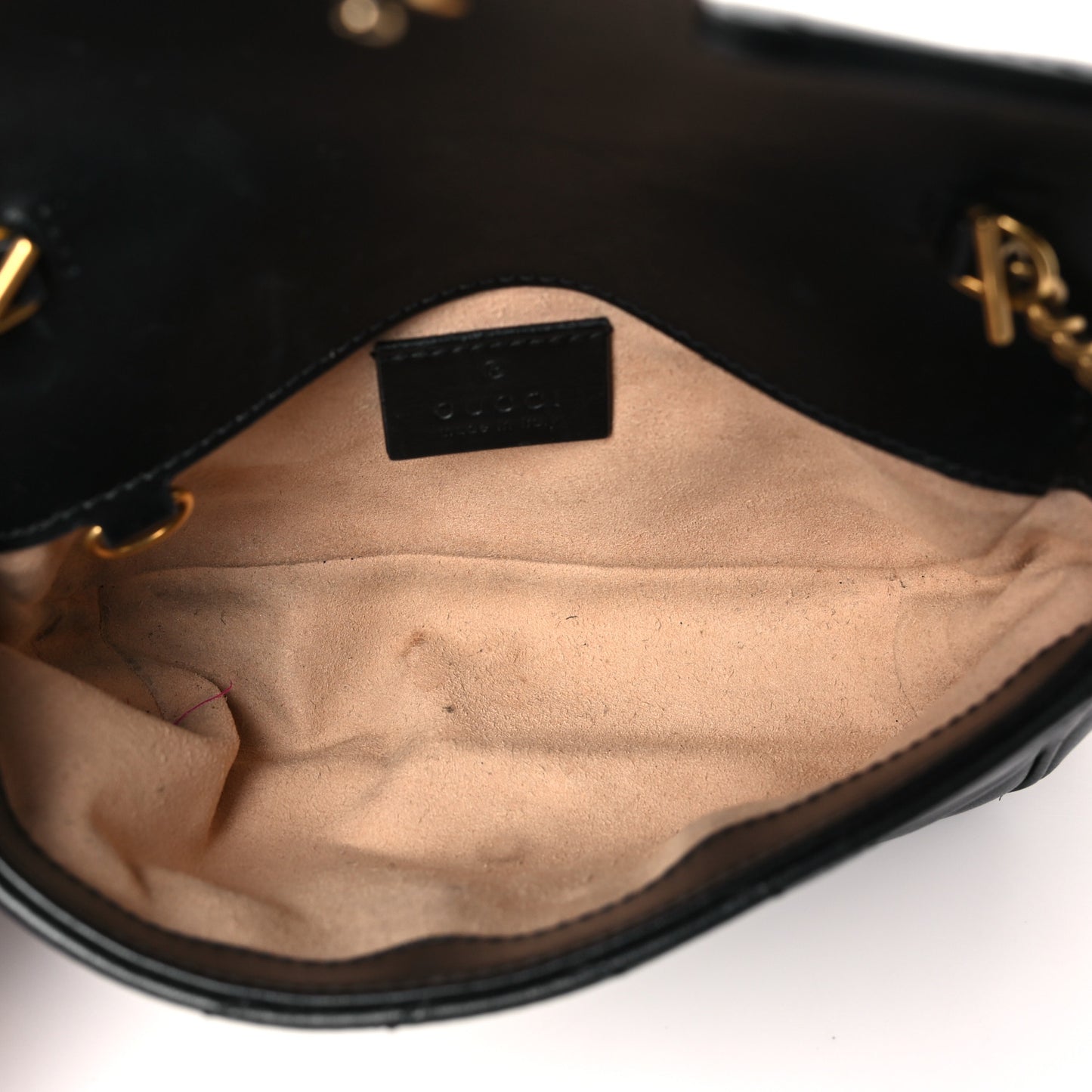 Calfskin Matelasse Super Mini GG Marmont Shoulder Bag Black