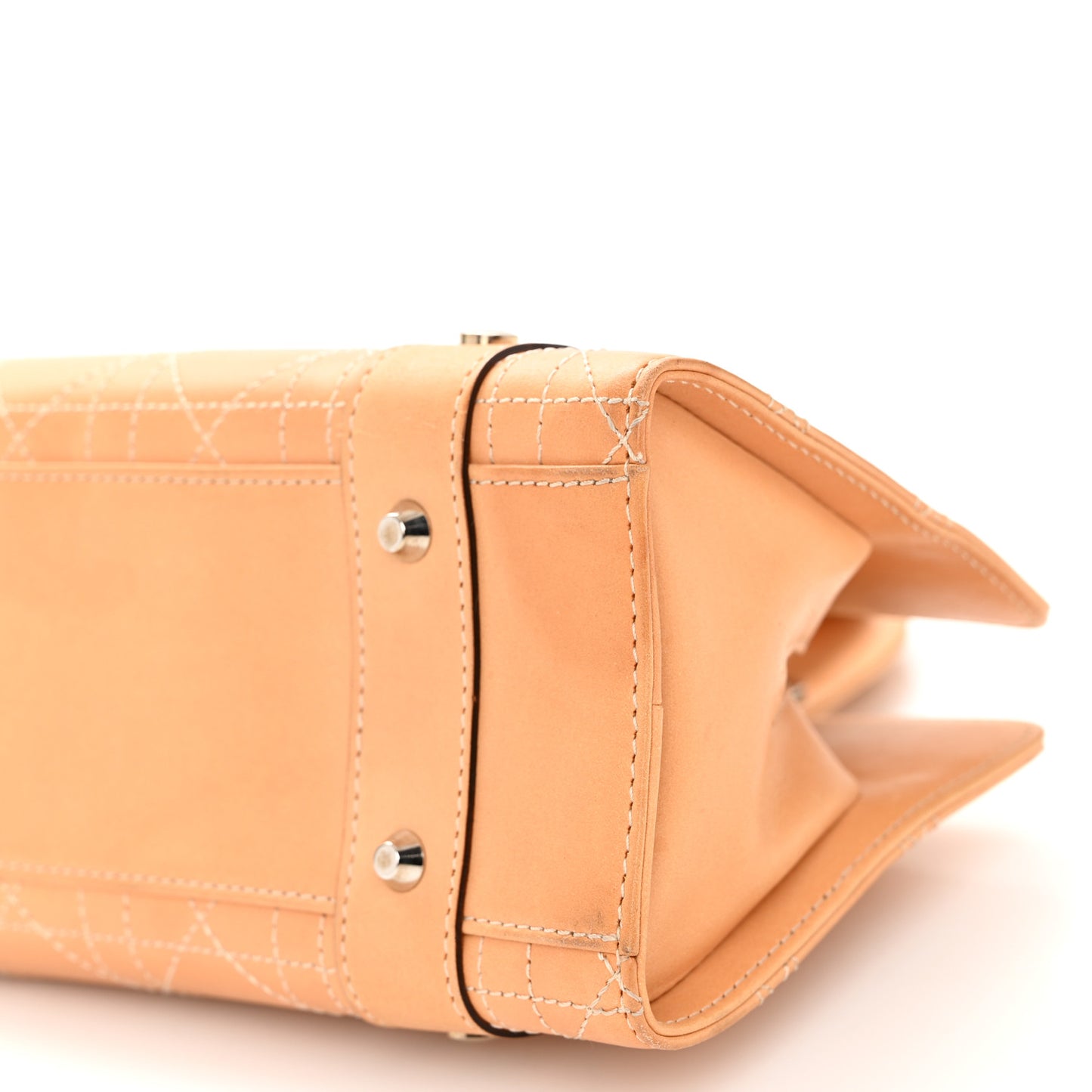 Calfskin Cannage Stitched Small East West Lady Dior Camel