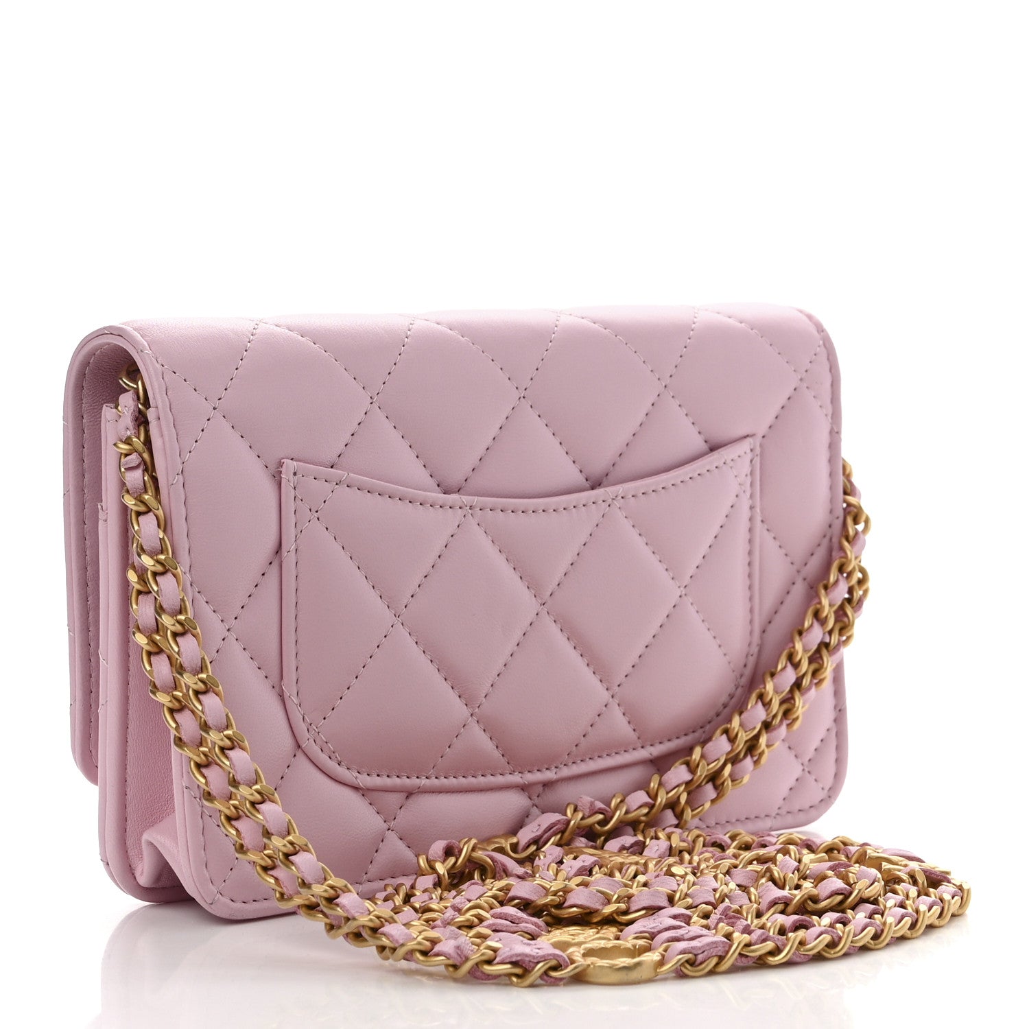 Chanel Lambskin Quilted Logo WOC Wallet On Chain Pink 3 of 17