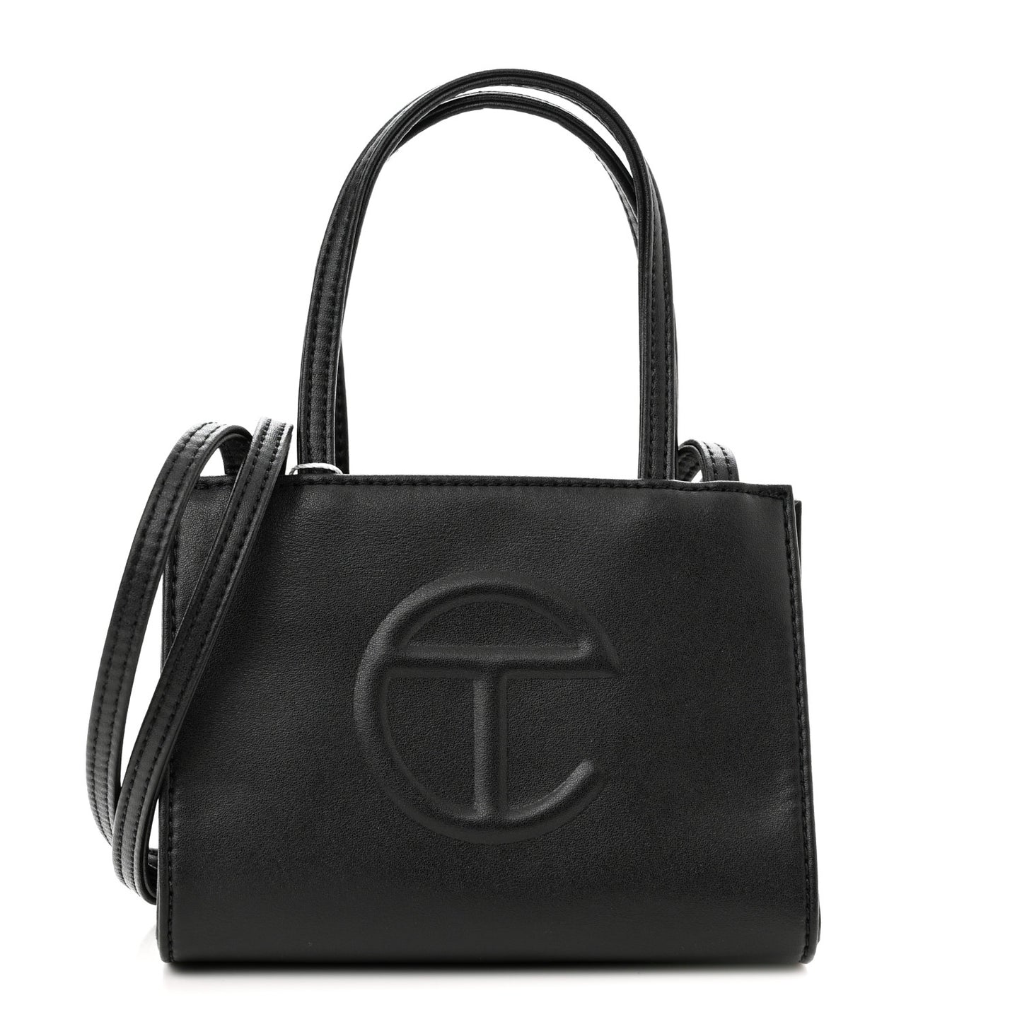 Vegan Leather Small Shopping Bag Black