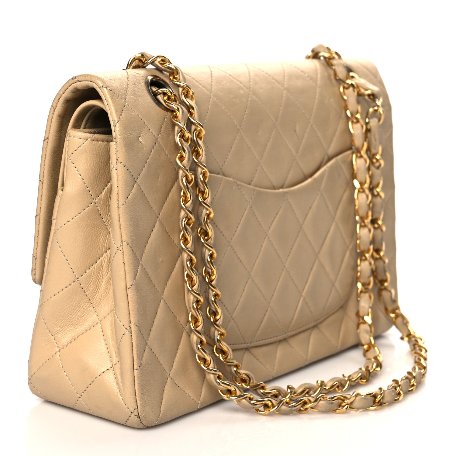 Chanel Lambskin Quilted Medium Double Flap Beige 3 of 24