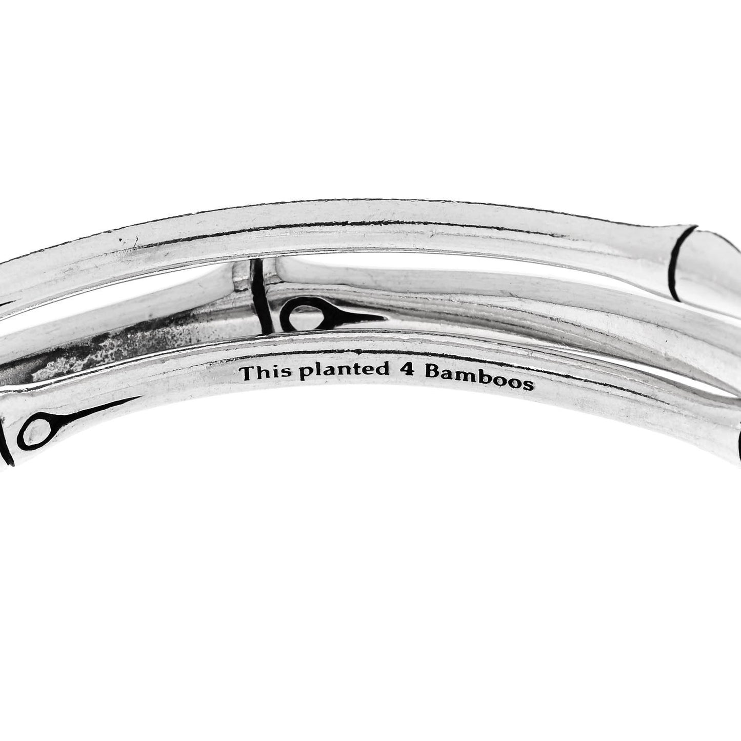 Sterling Silver Enamel Bamboo Bangle Bracelet Set of 3 White