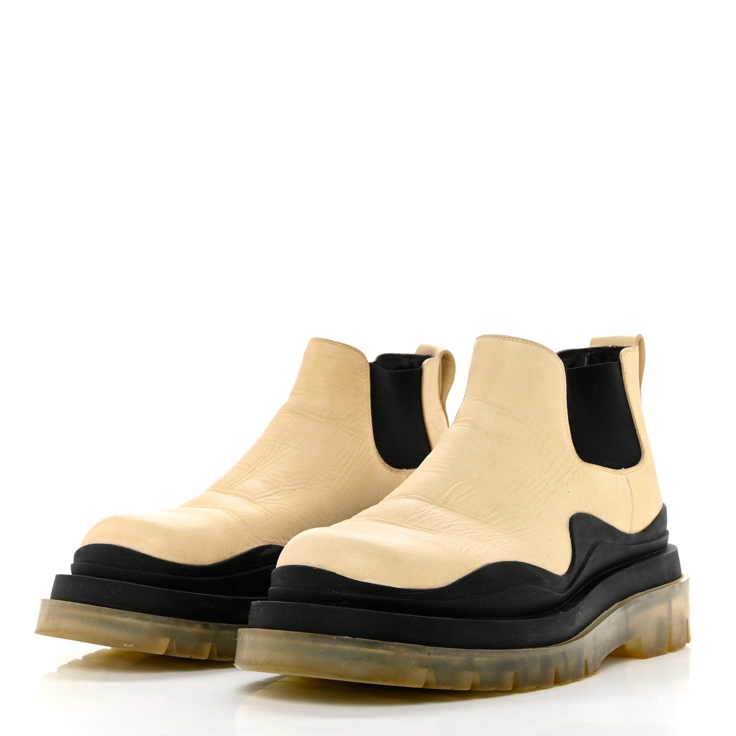 Bottega Veneta Calfskin Mens The Tire Cropped Chelsea Boots 42 Wax Black Transparent 3 of 11