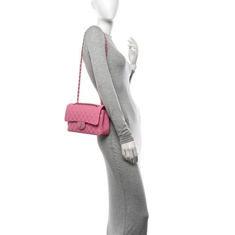 Caviar Quilted Medium Double Flap Pink