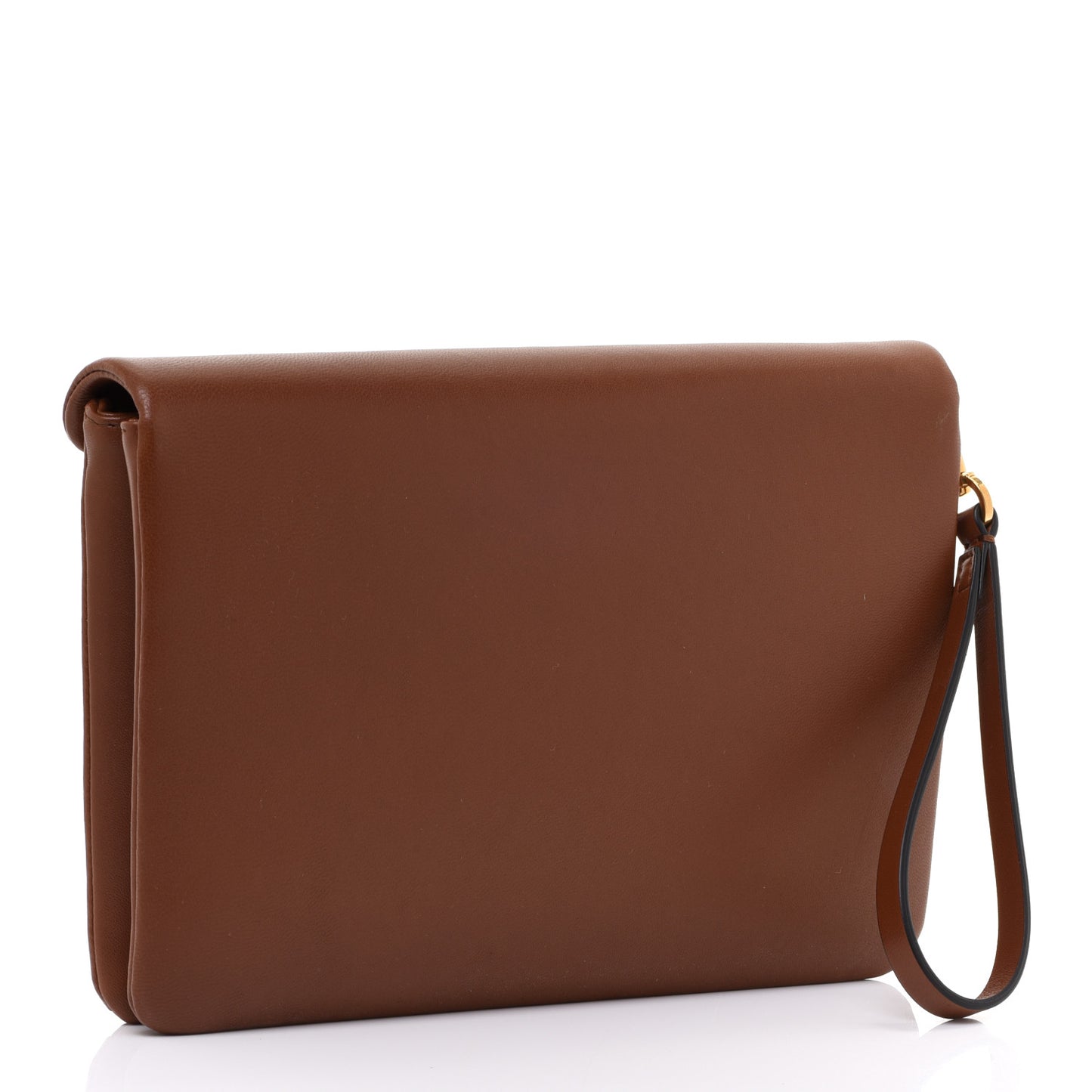 Nappa One Stud Wristlet Clutch Bag Tan Brown