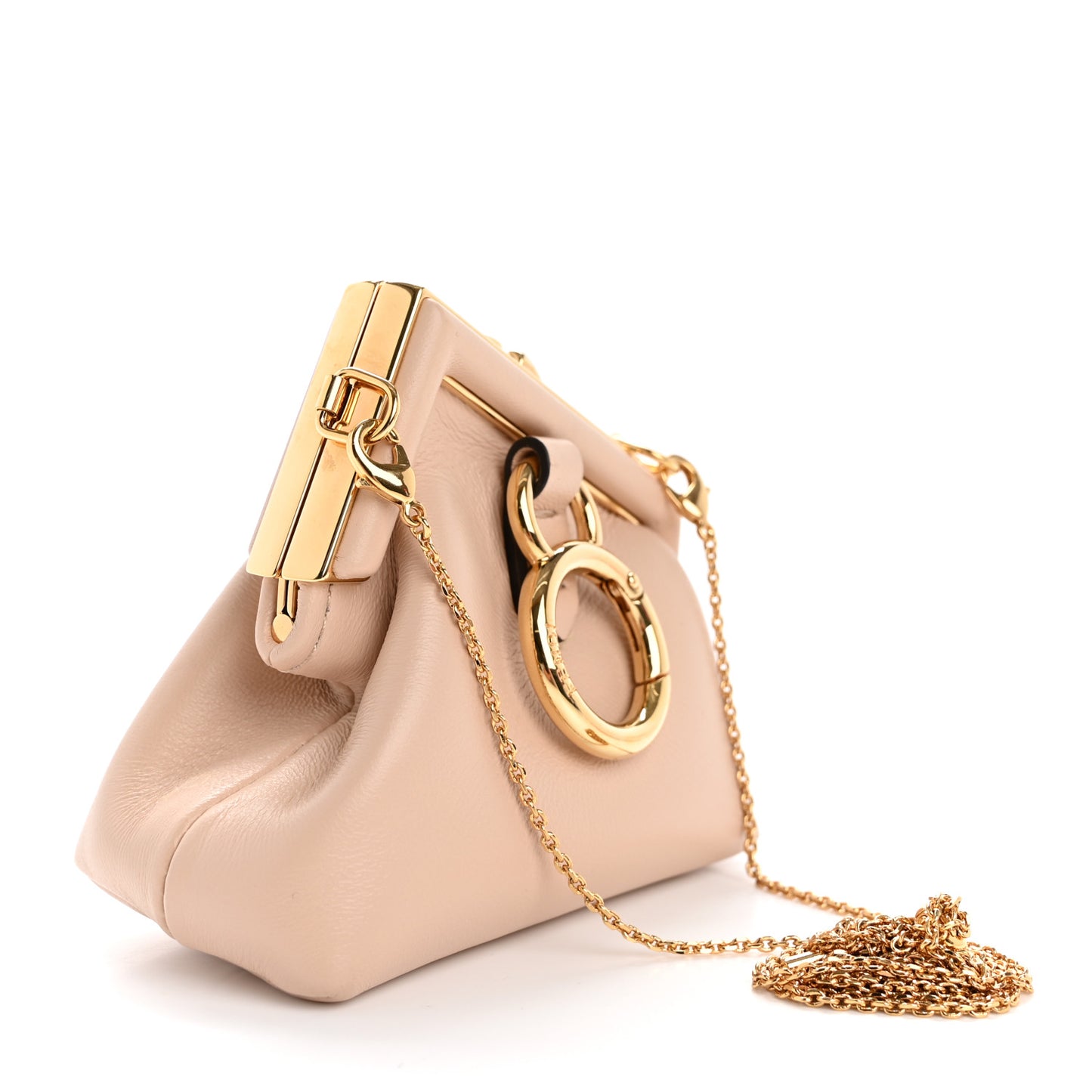 Shiny Nappa Nano Fendi First Bag Charm Poudre