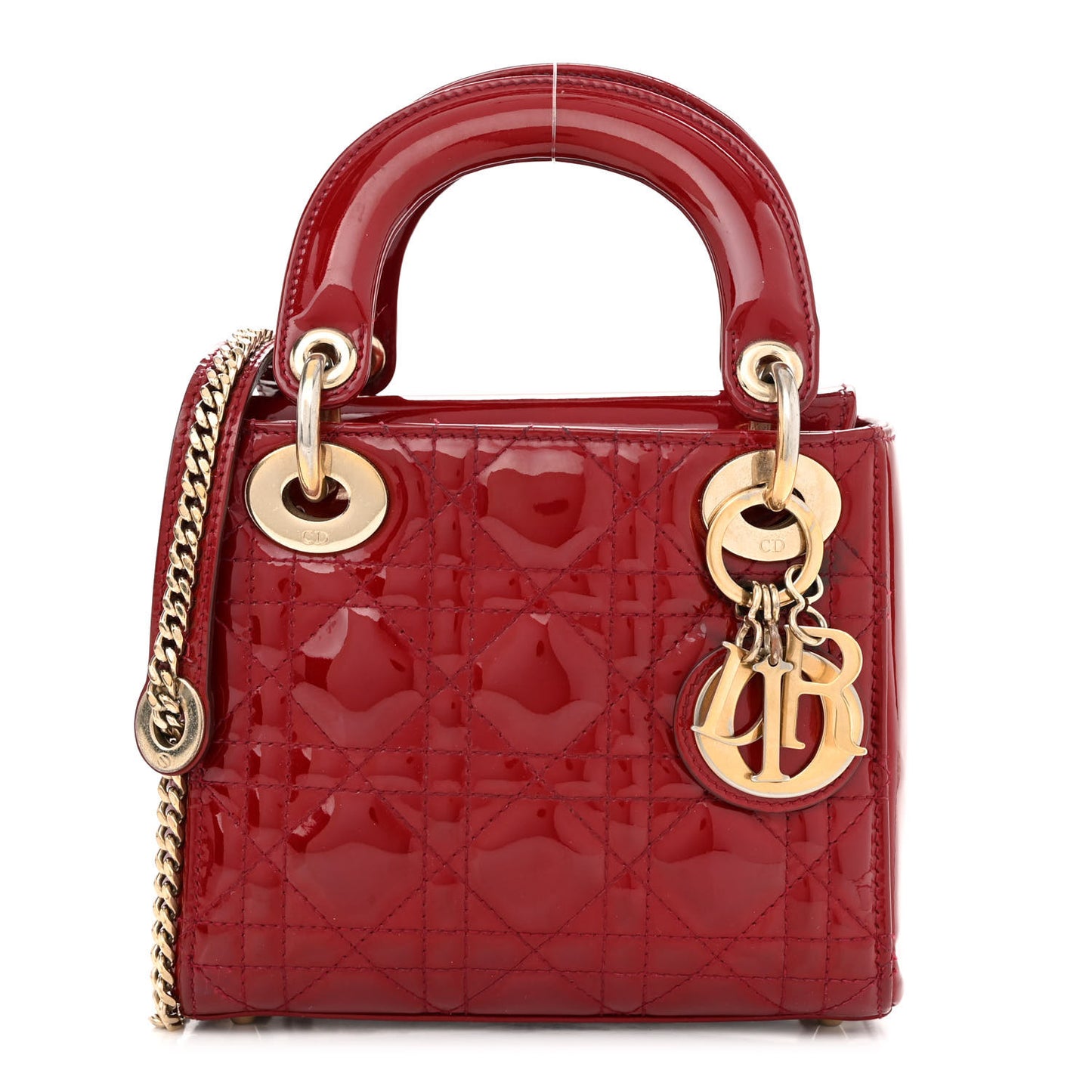 Patent Cannage Mini Lady Dior Red