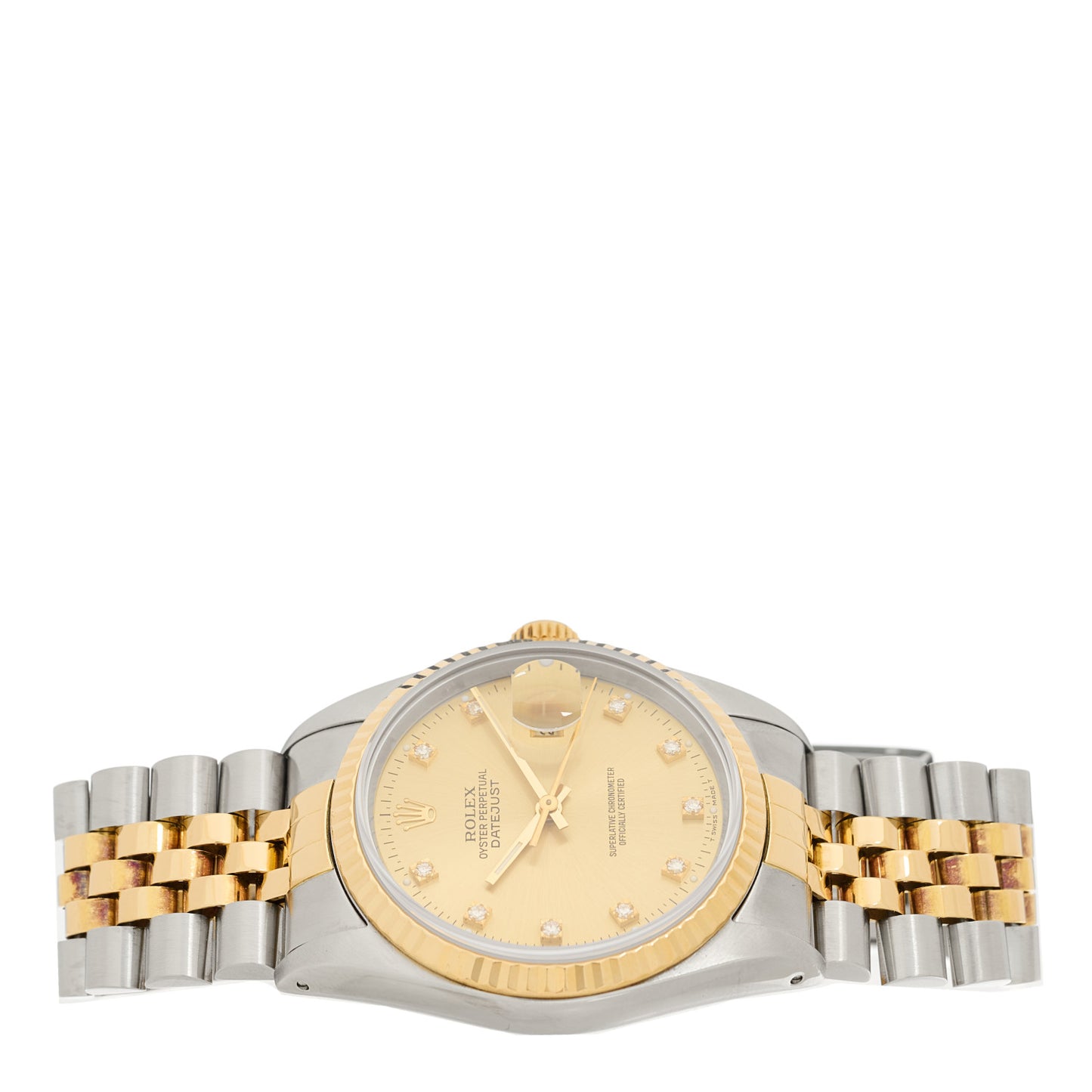 Stainless Steel 18K Yellow Gold Diamond 36mm Oyster Perpetual Datejust Watch Champagne 16233