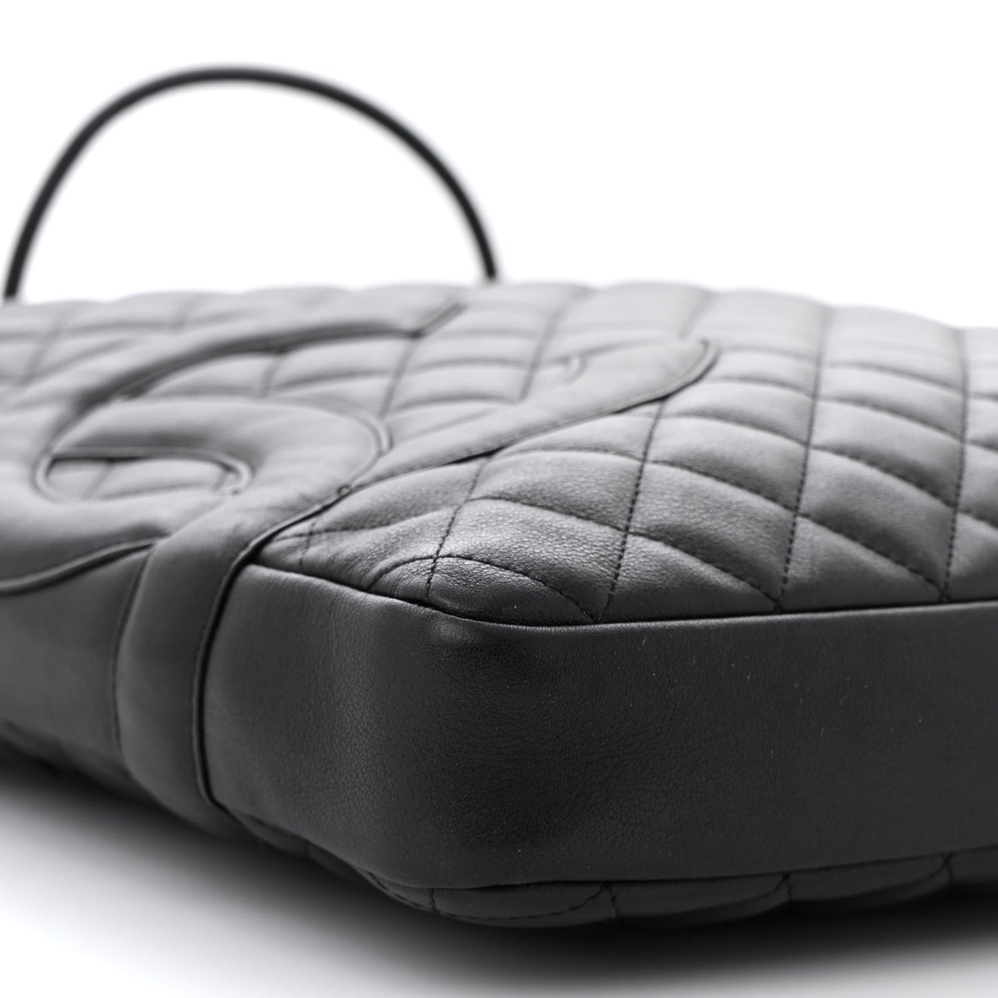 Calfskin Quilted Large Cambon Messenger Black