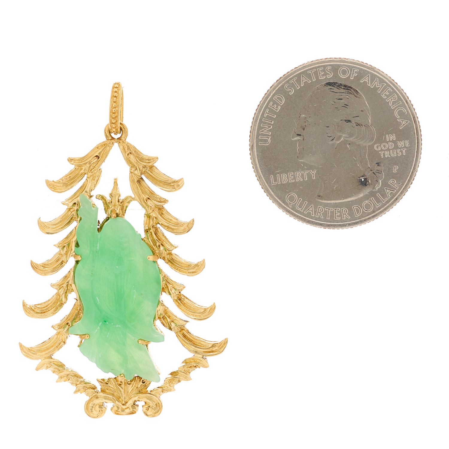 Buccellati 18K Yellow Gold Jade Carved Pendant 2 of 6