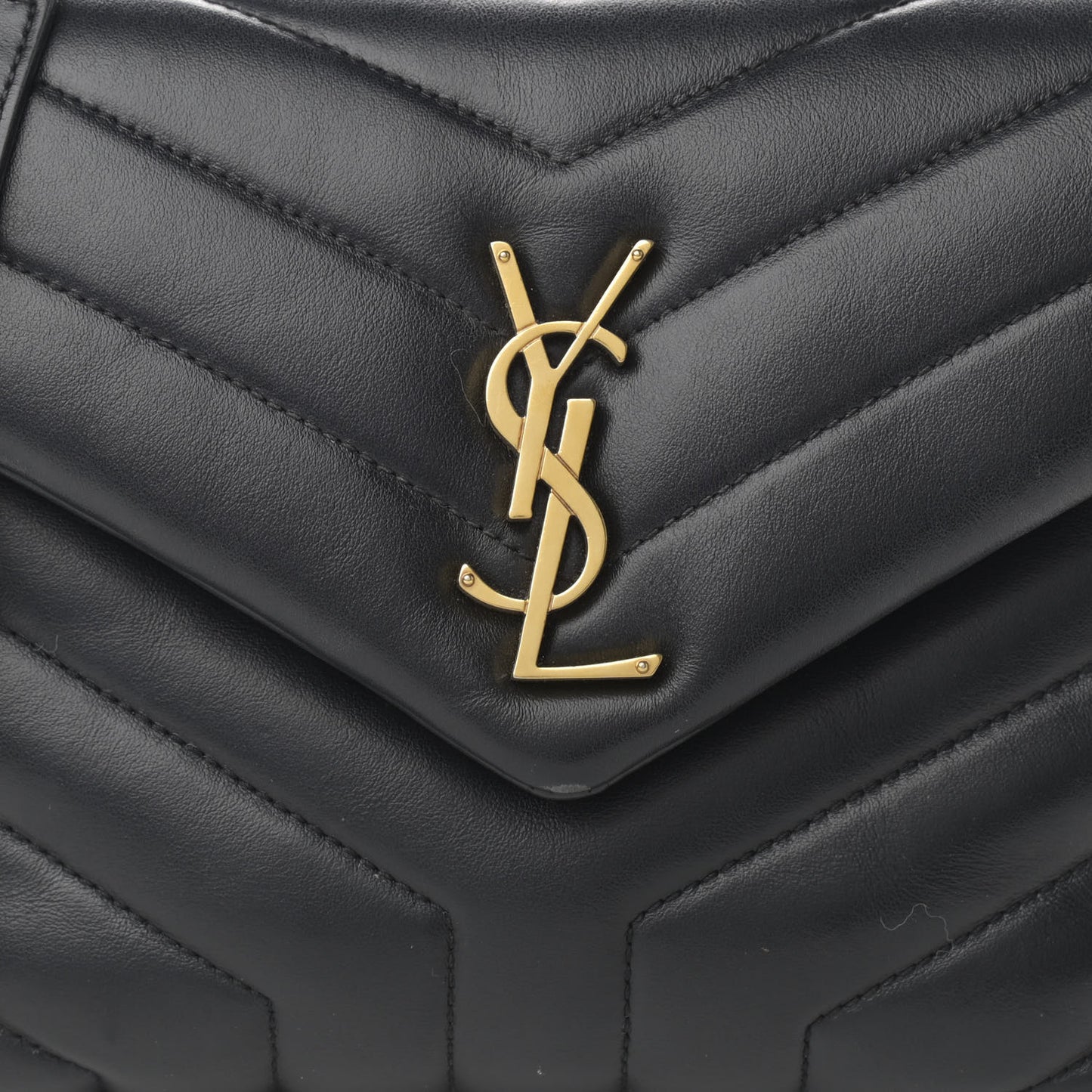 Calfskin Y Quilted Monogram Small Loulou Chain Satchel Black
