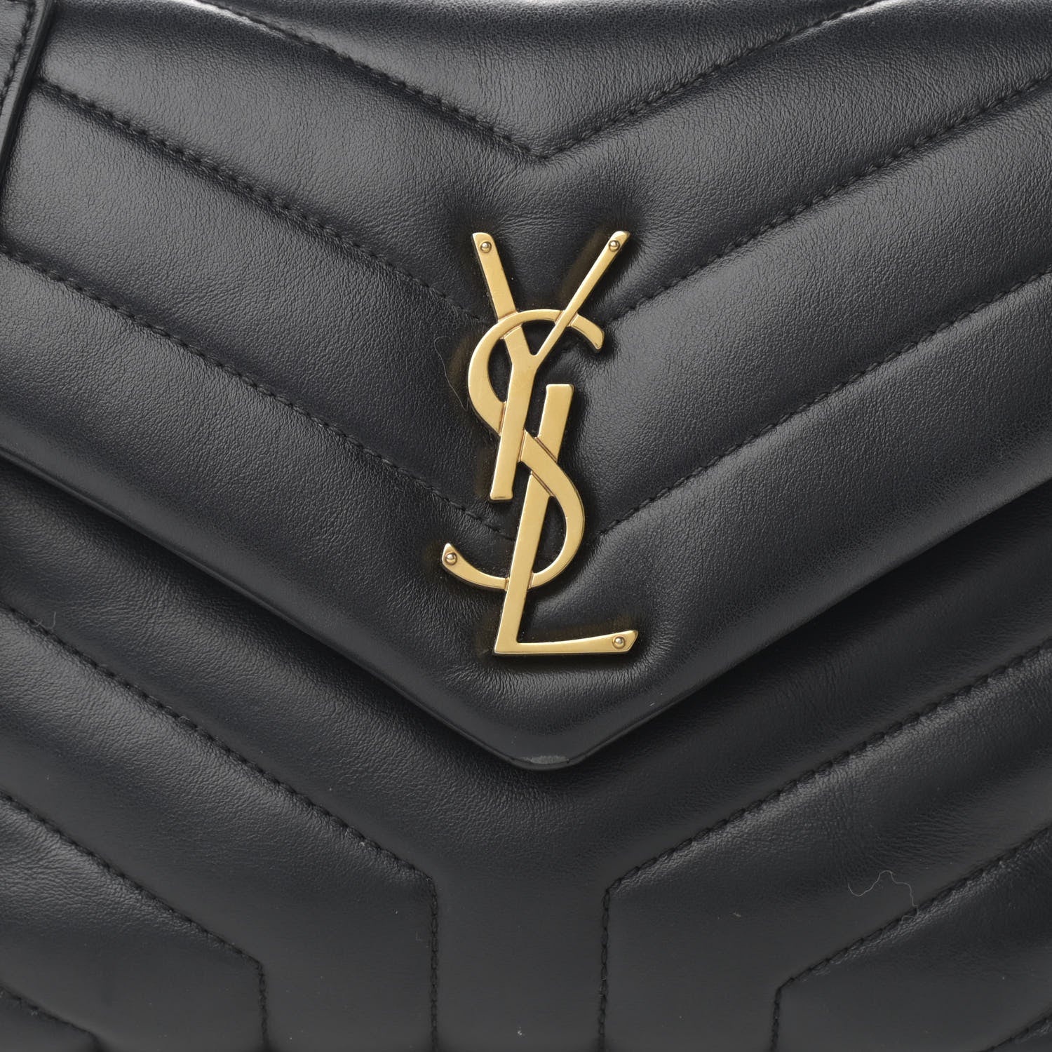 Saint Laurent Calfskin Y Quilted Monogram Small Loulou Chain Satchel Black 9 of 15