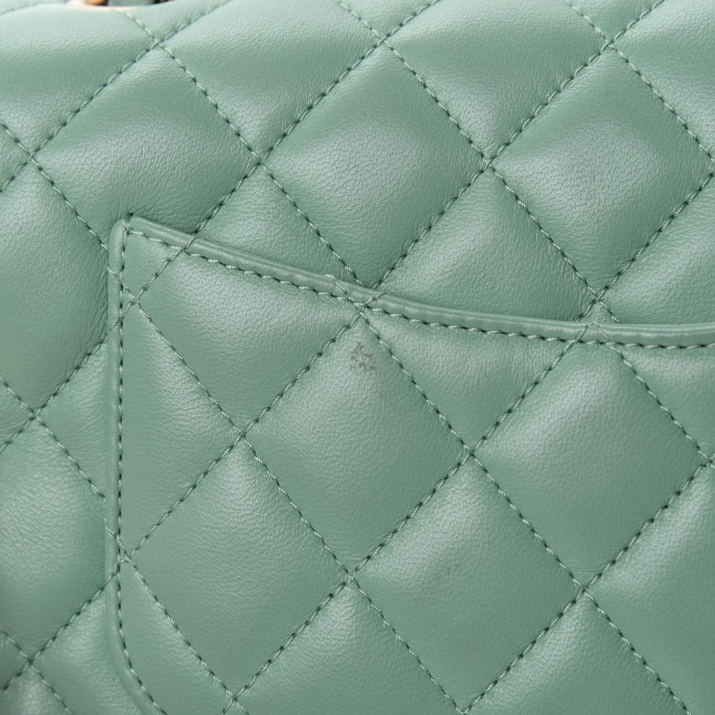 Lambskin Quilted Mini Rectangular Flap Light Green