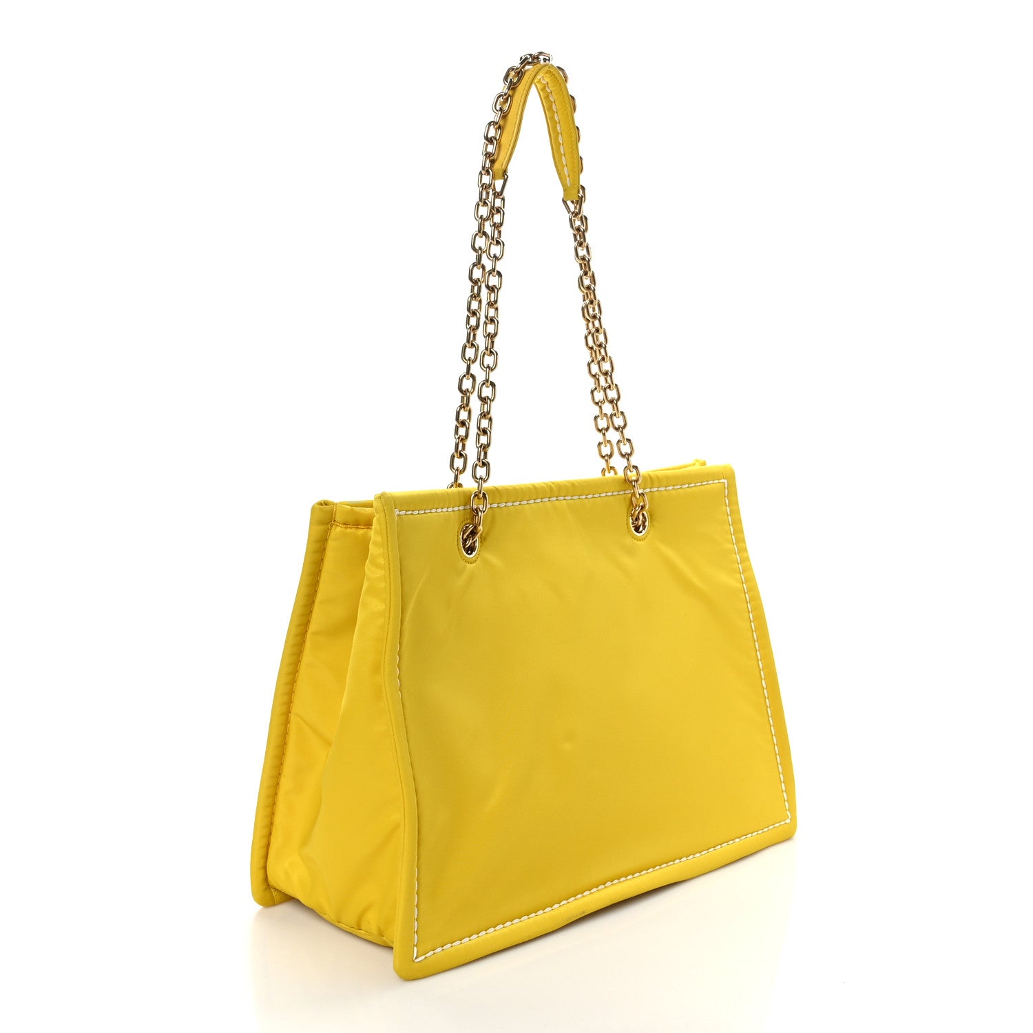 Prada Tessuto Nylon Chain Tote Giallo 3 of 9