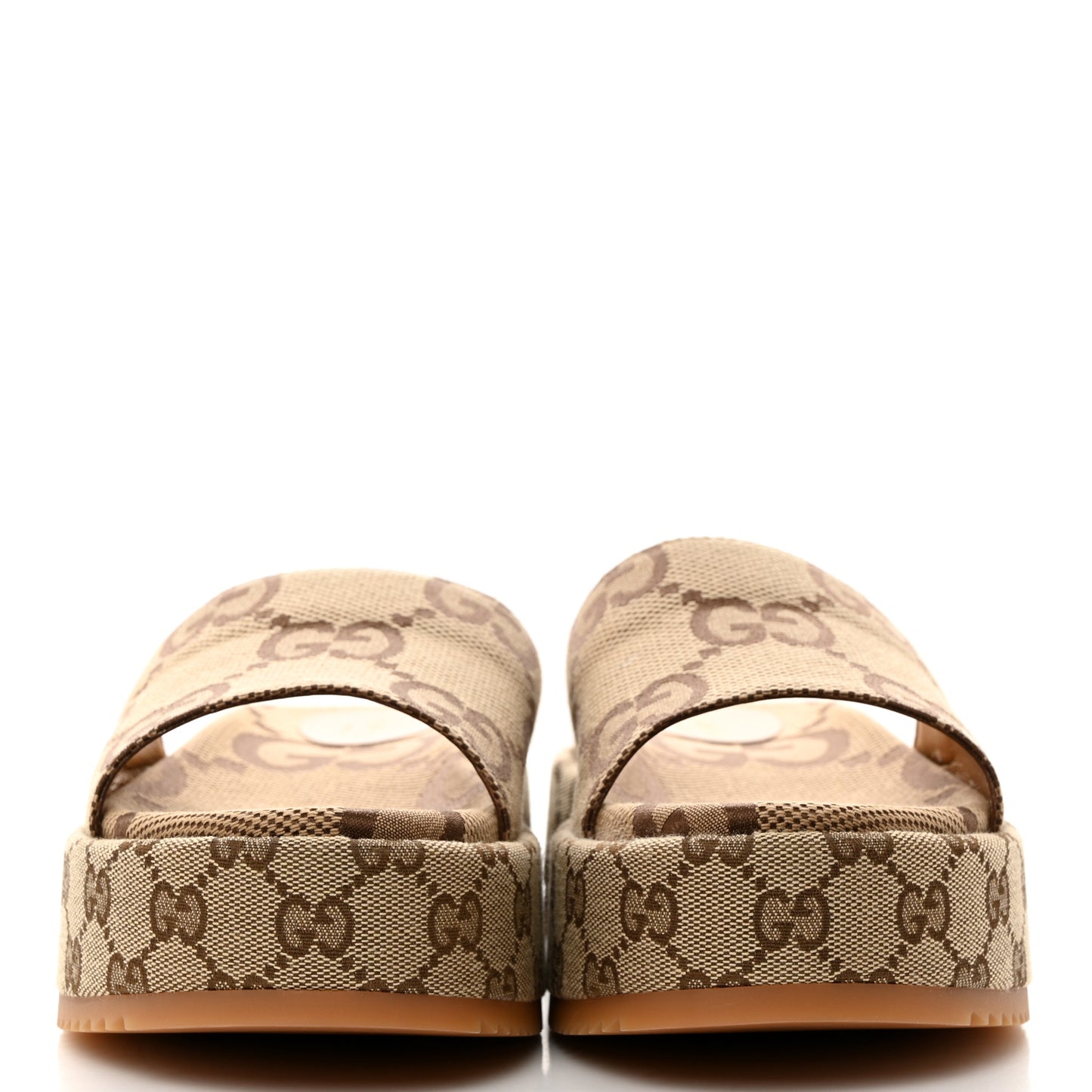 Monogram Maxi GG Angelina Platform 55mm Slide Sandals 39 Camel Ebony