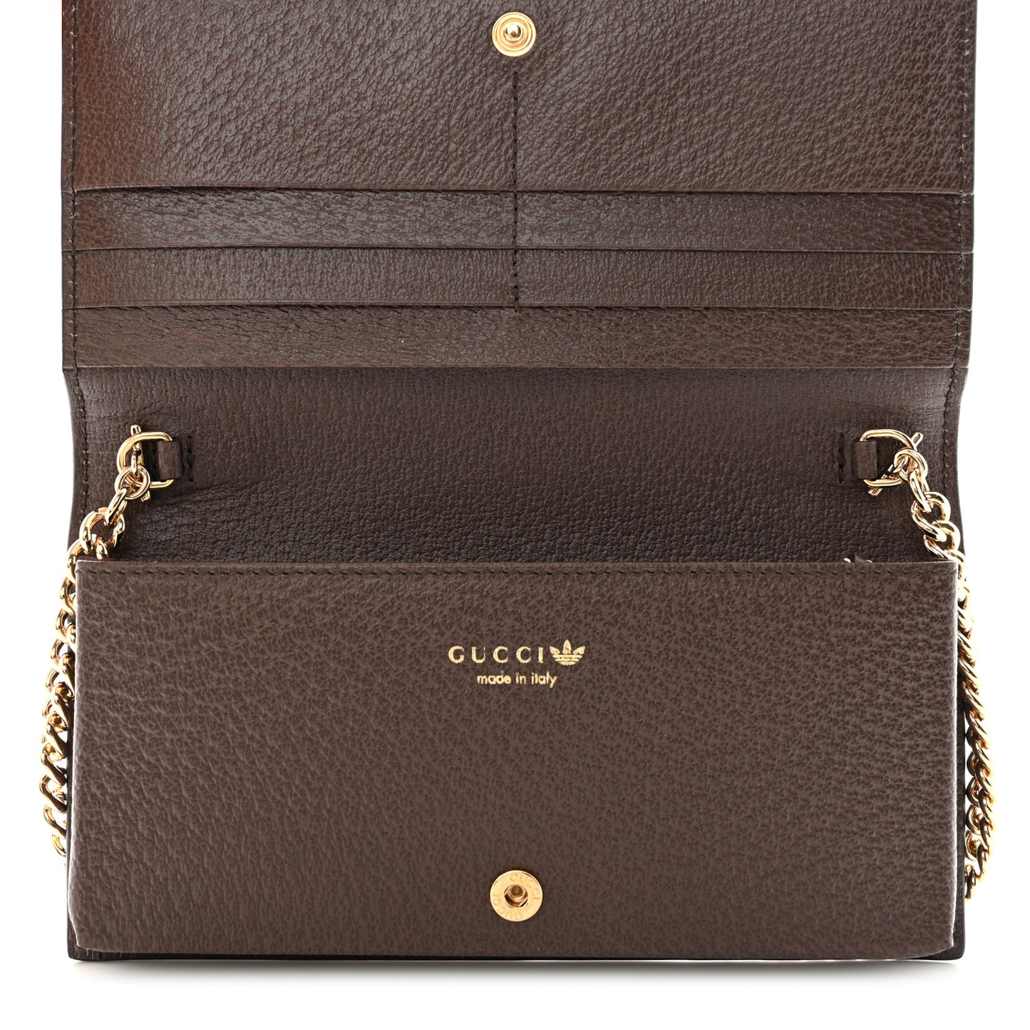 X ADIDAS Monogram Trefoil Embossed Wallet On Chain Brown