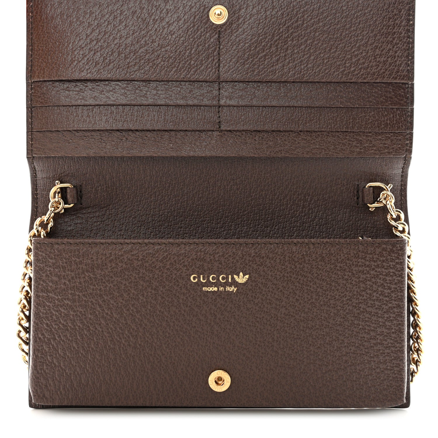 Gucci X ADIDAS Monogram Trefoil Embossed Wallet On Chain Brown 5 of 12