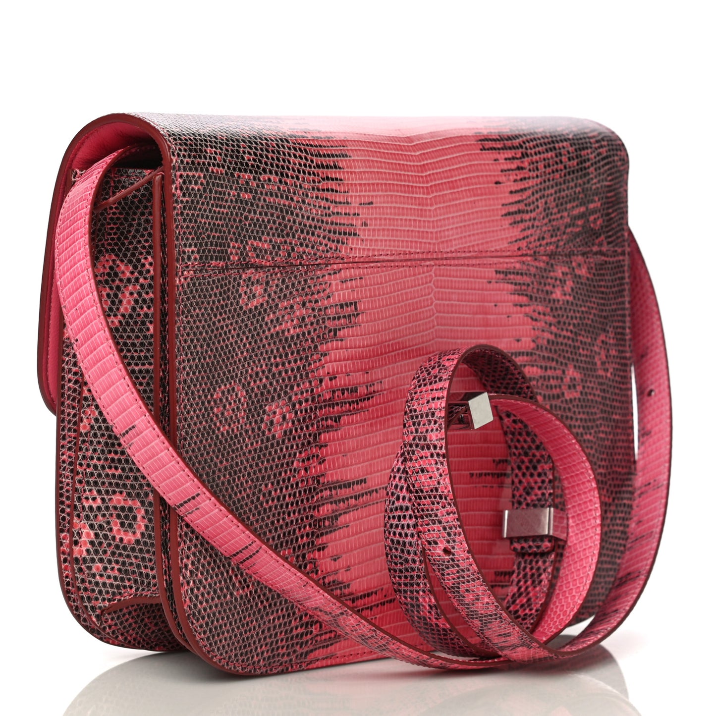 Lizard Medium Classic Box Flap Bag Pink Grey