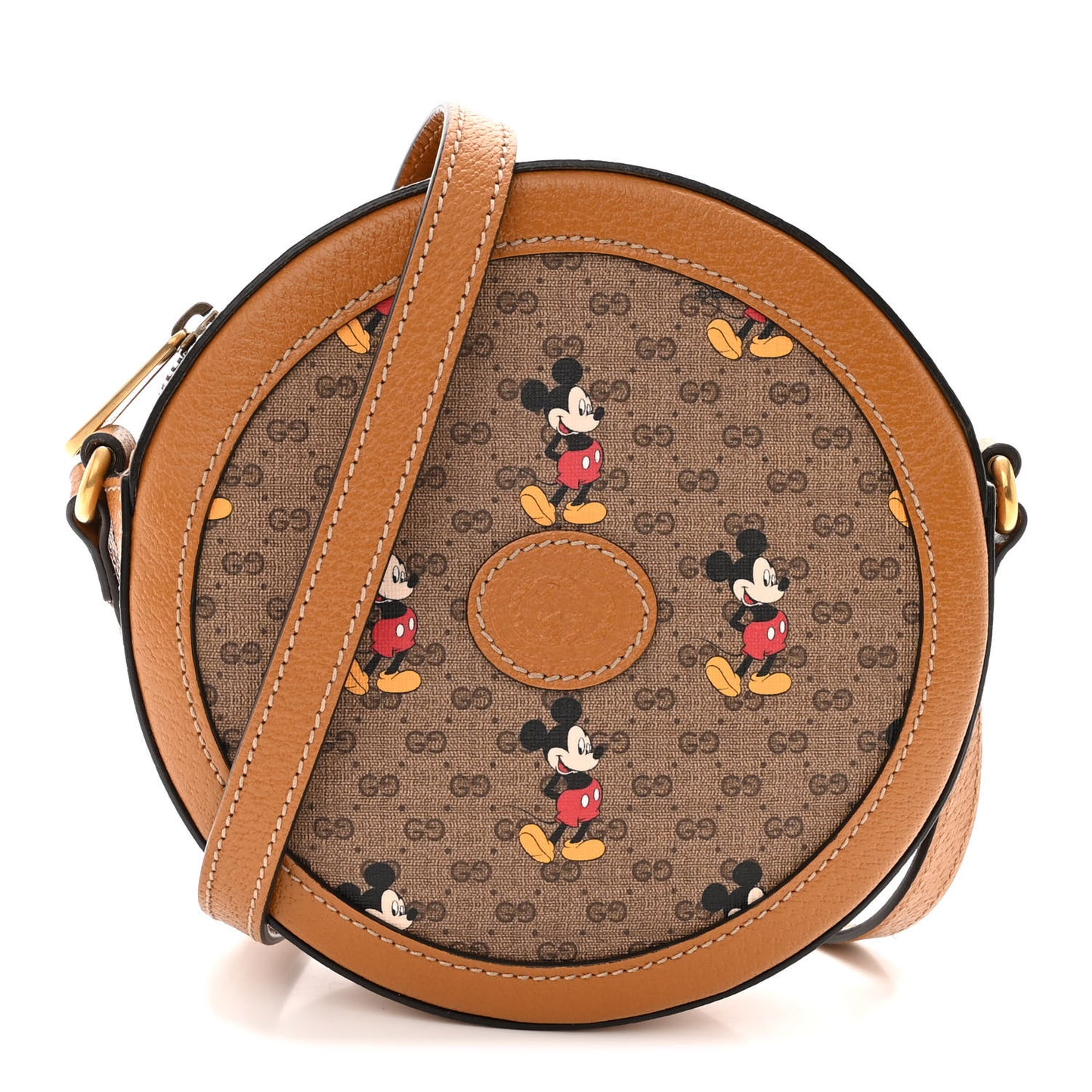 X DISNEY Mini Vintage GG Supreme Monogram Mickey Mouse Round Shoulder Bag Beige Vintage Sun Oil